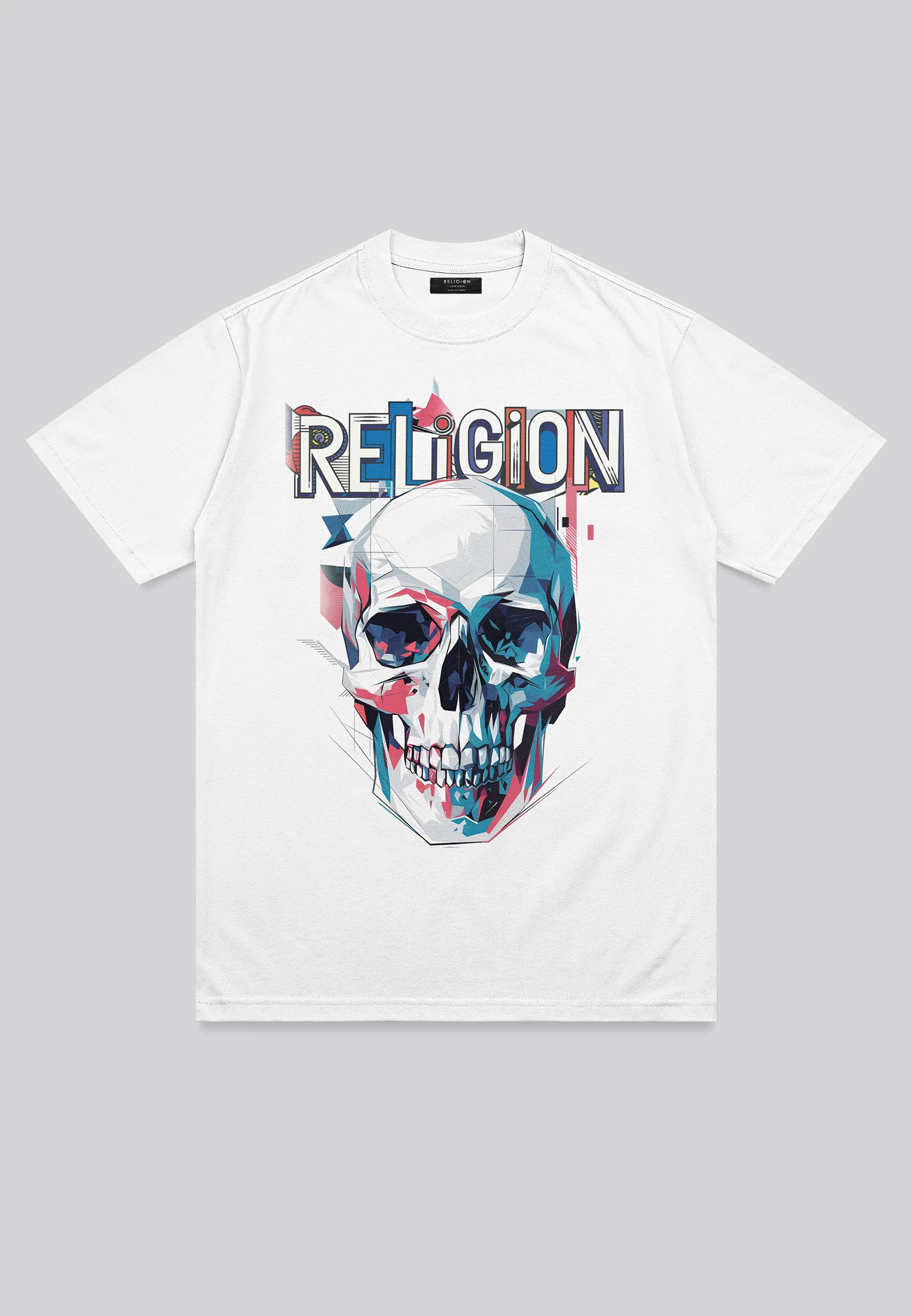 GEOMETRIC SKULL T-SHIRT WHITE - Image 6