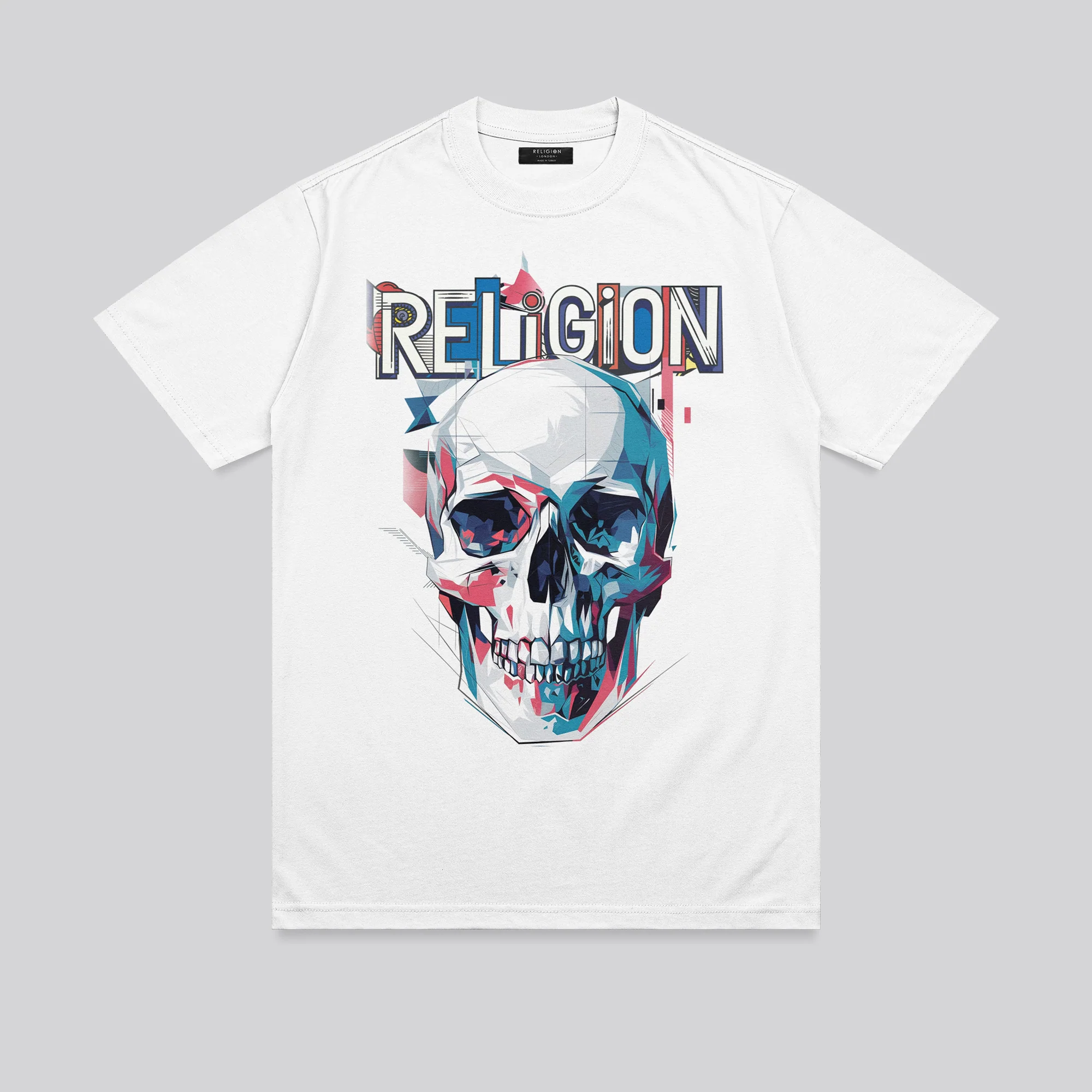 GEOMETRIC SKULL T-SHIRT WHITE - Image 7