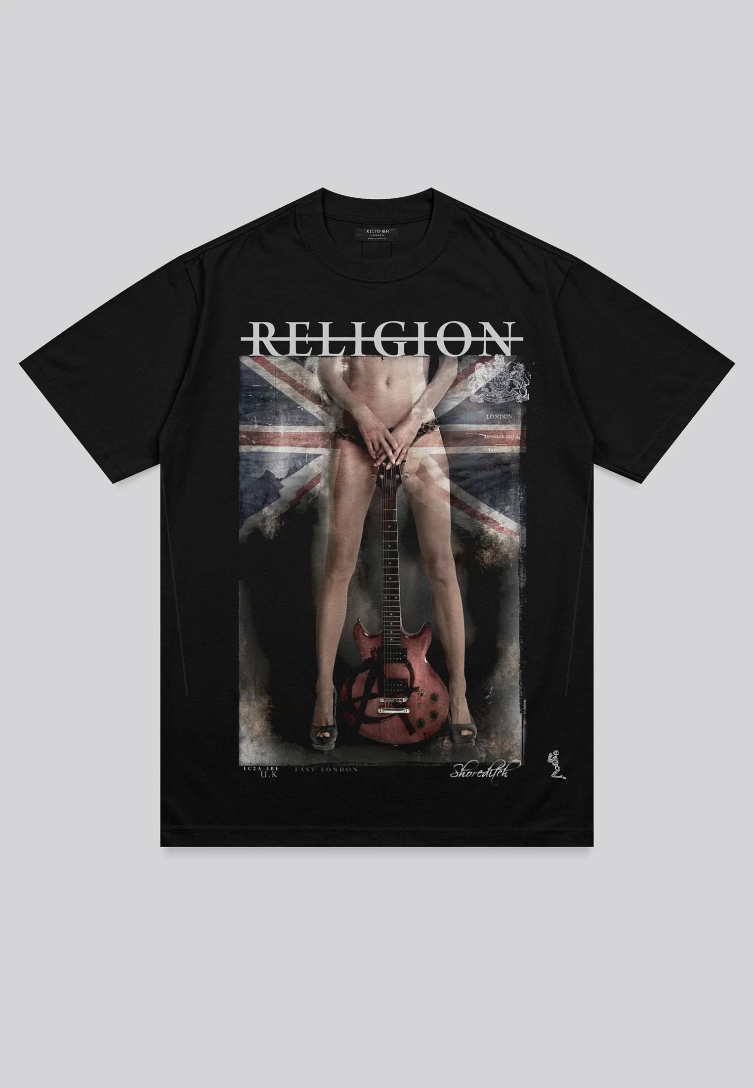GIRL FLAG GUITAR T-SHIRT JET BLACK - Image 2