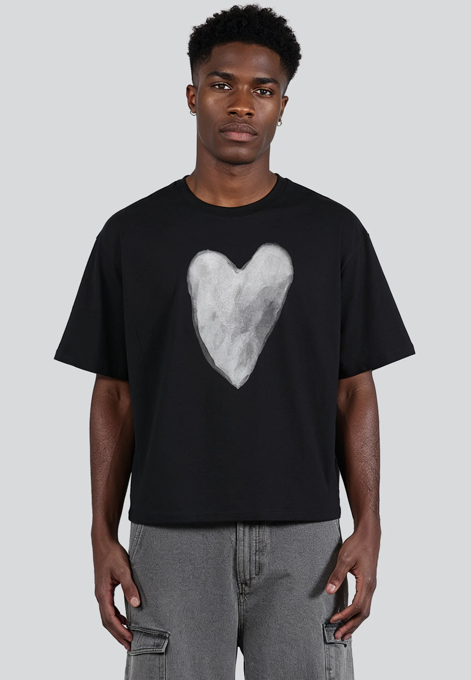 HEART CROP T-SHIRT BLACK - Image 3