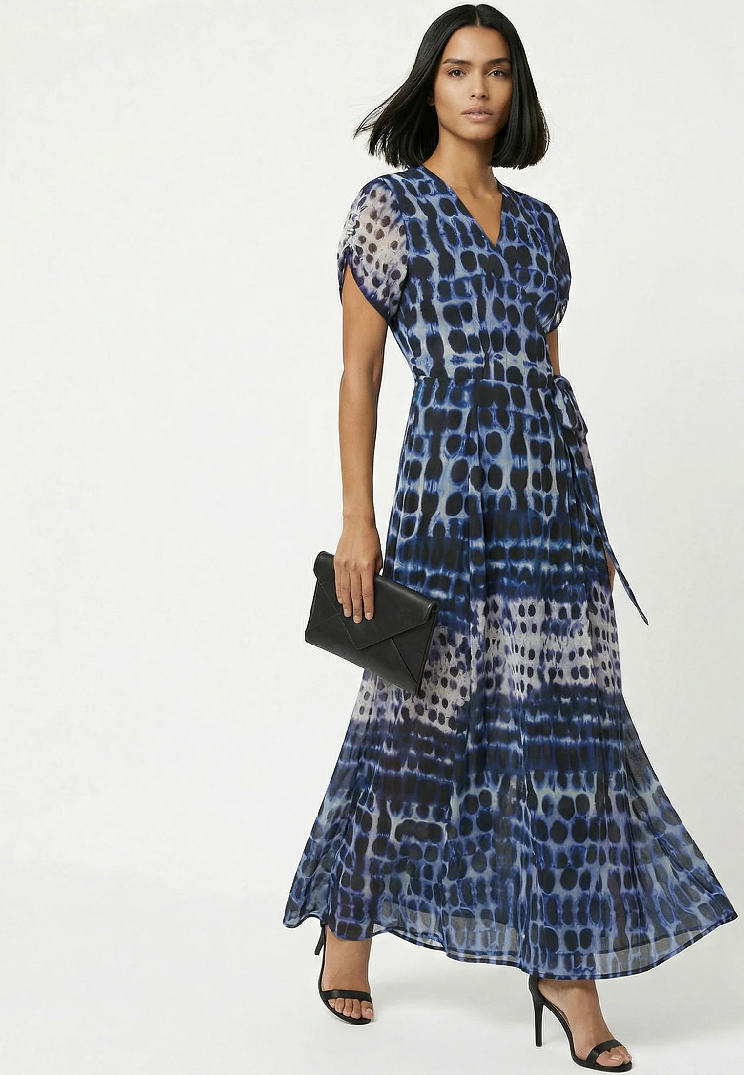 CREW MAXI WRAP DRESS ILLUSION BLUE