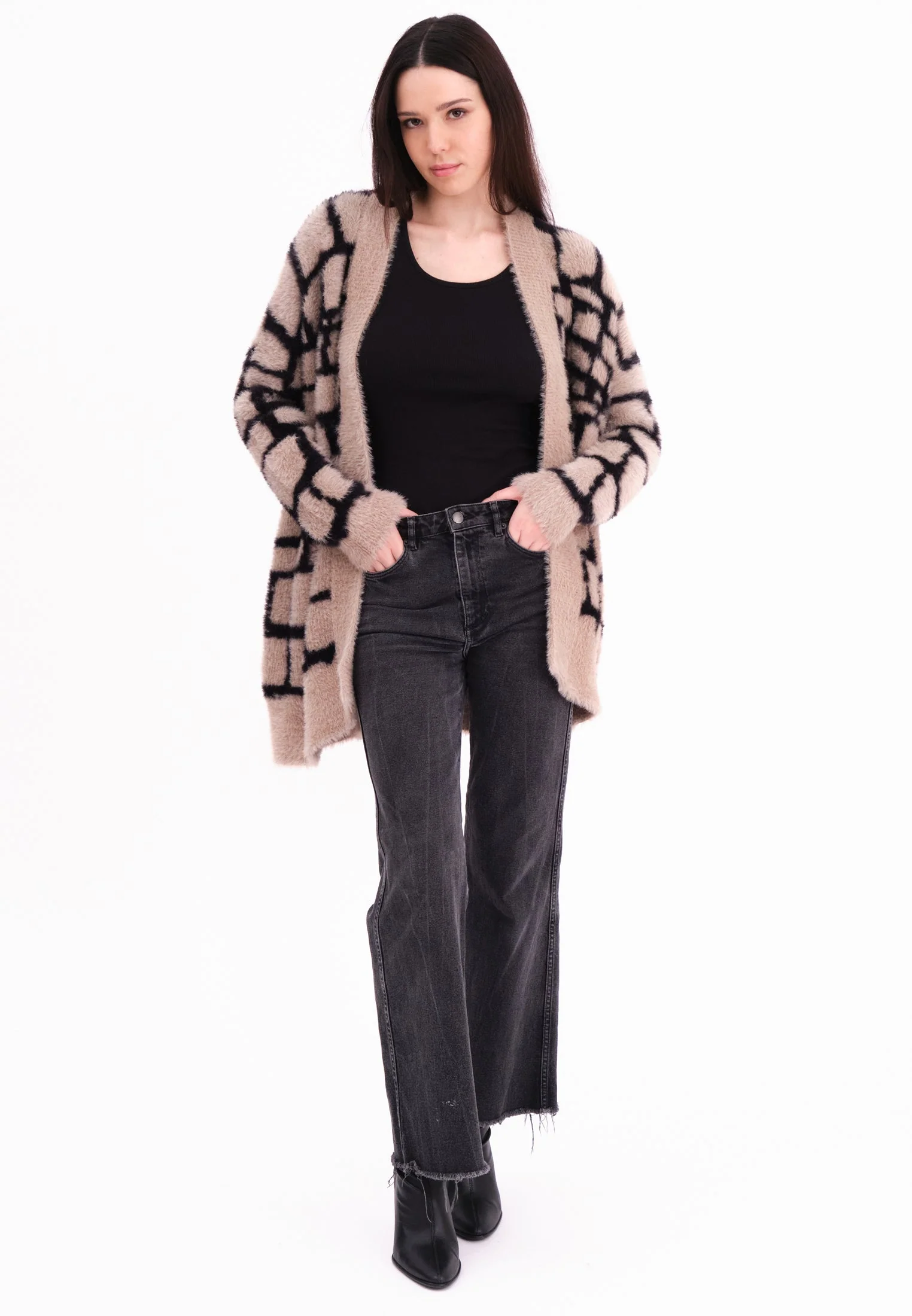 IRIS CARDIGAN STONE & BLACK - Image 2