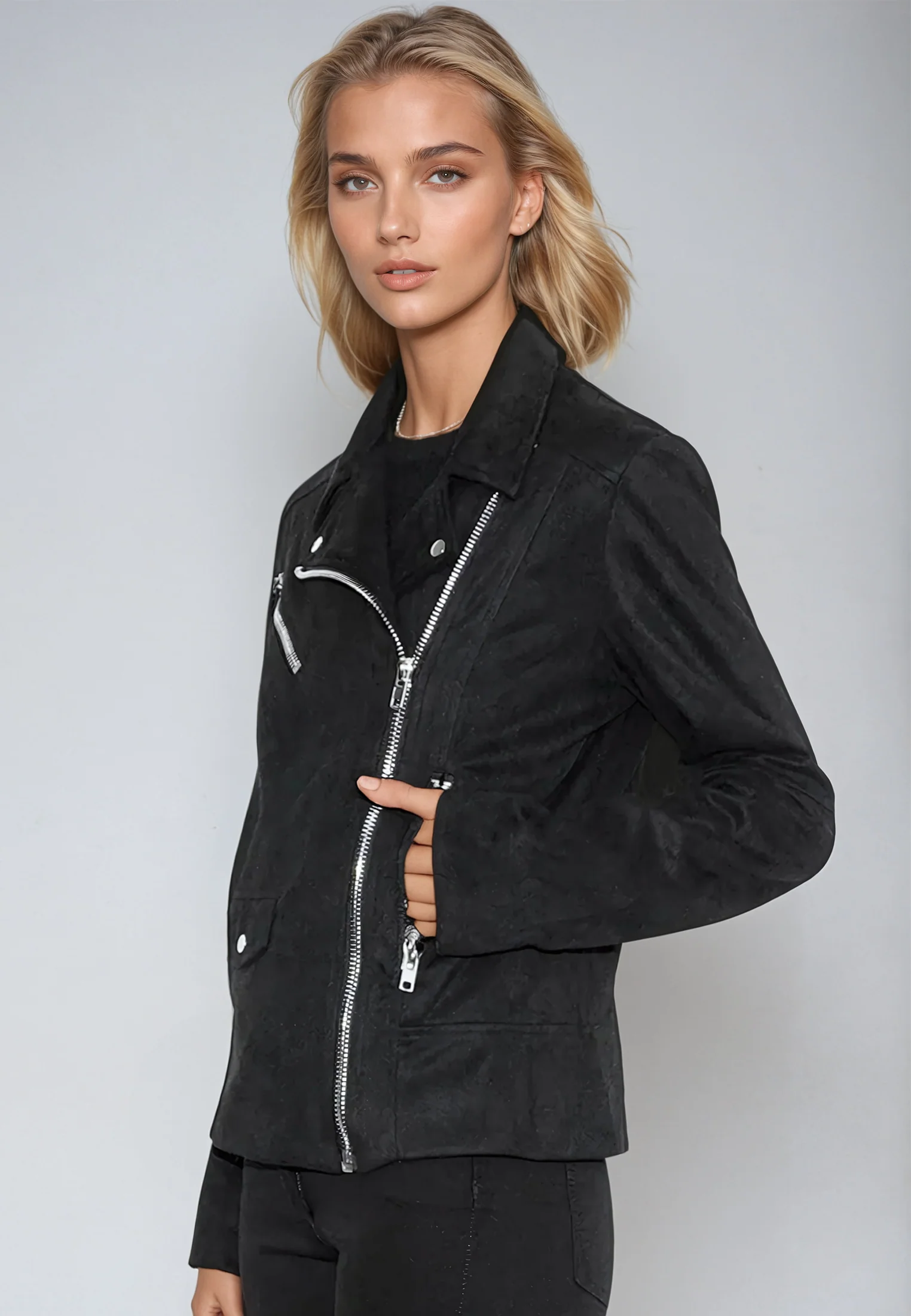 JADE BIKER JACKET JET BLACK - Image 3