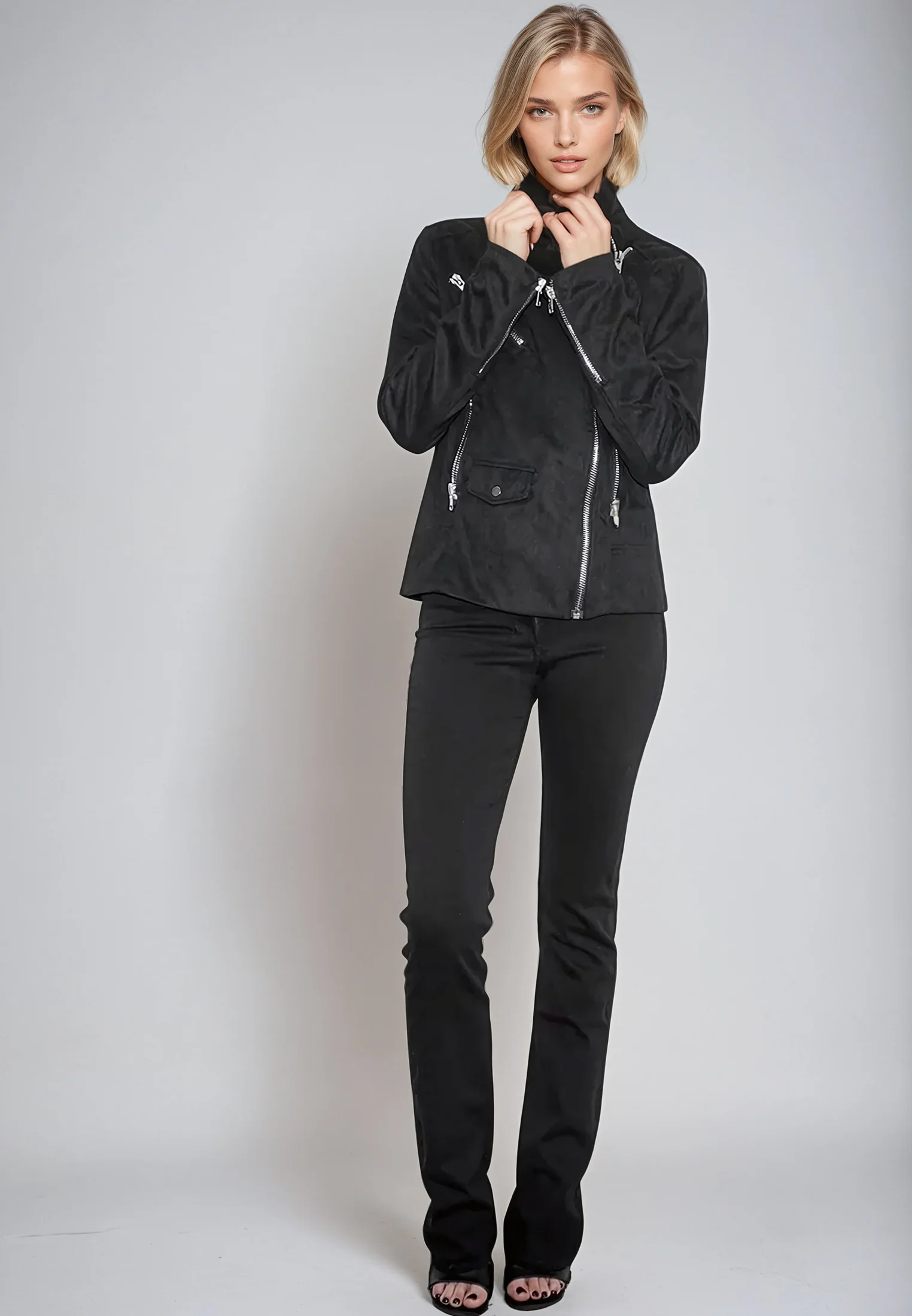 JADE BIKER JACKET JET BLACK - Image 6