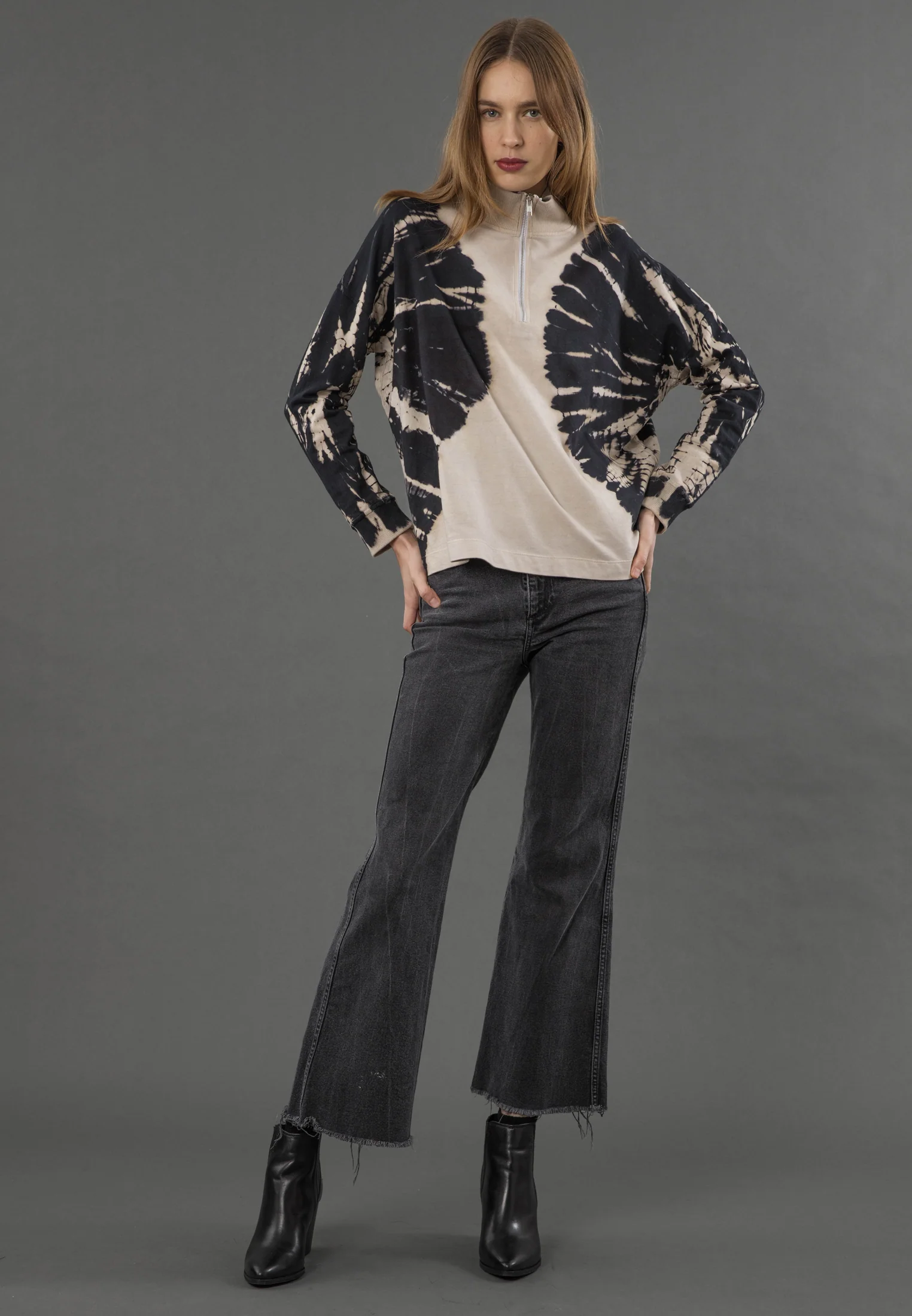 JADE HALF ZIP SWEAT TIE DYE CASHMERE - Image 5