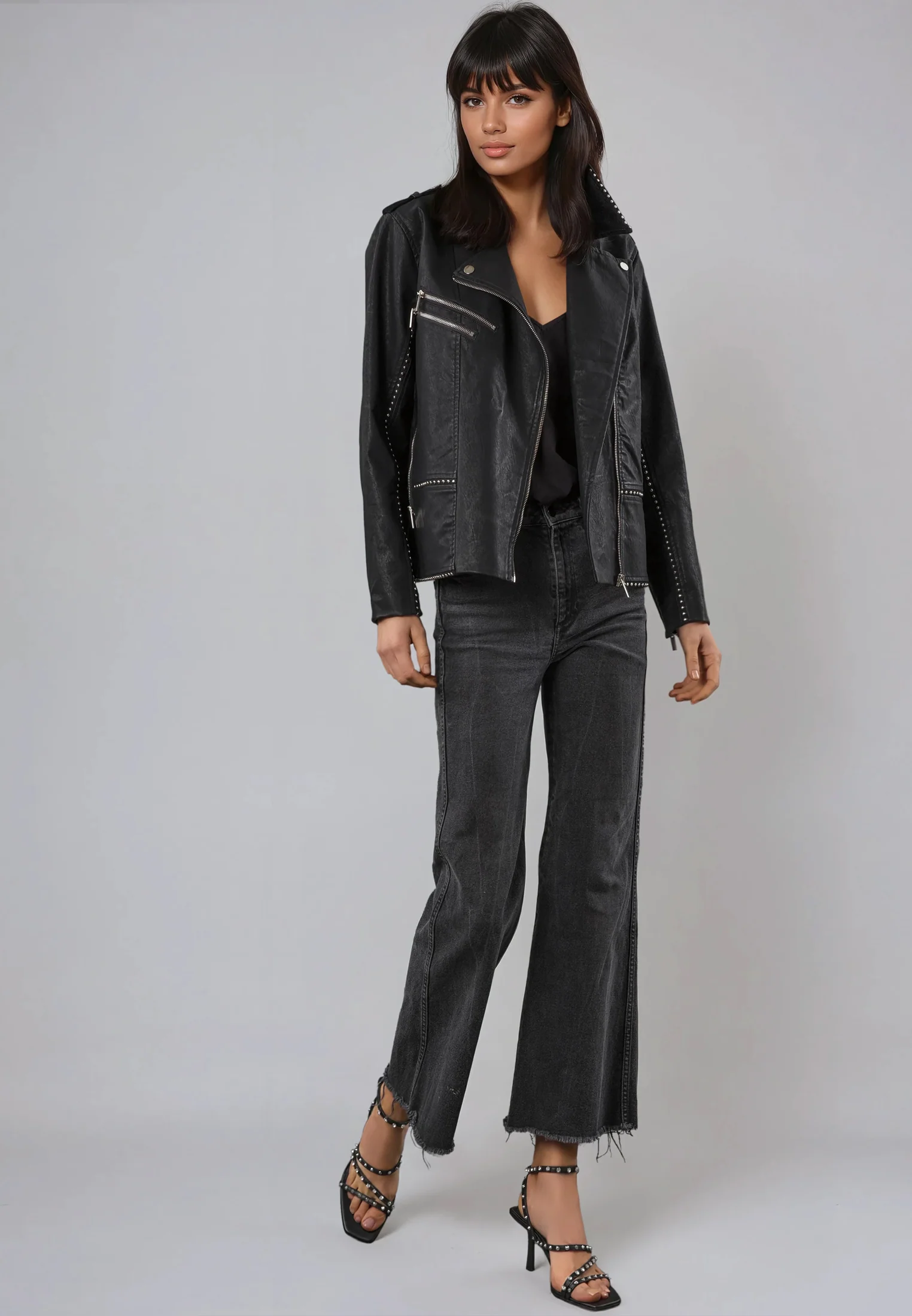 JANE FAUX LEATHER JACKET BLACK - Image 2