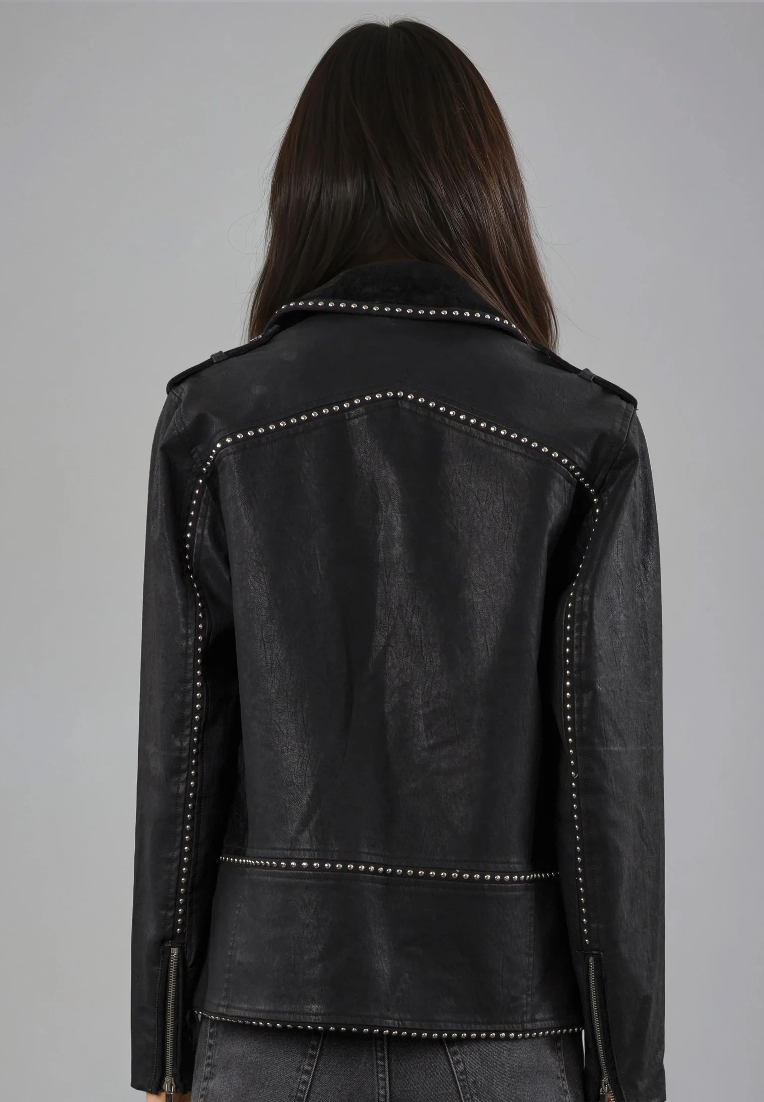 JANE FAUX LEATHER JACKET BLACK - Image 4