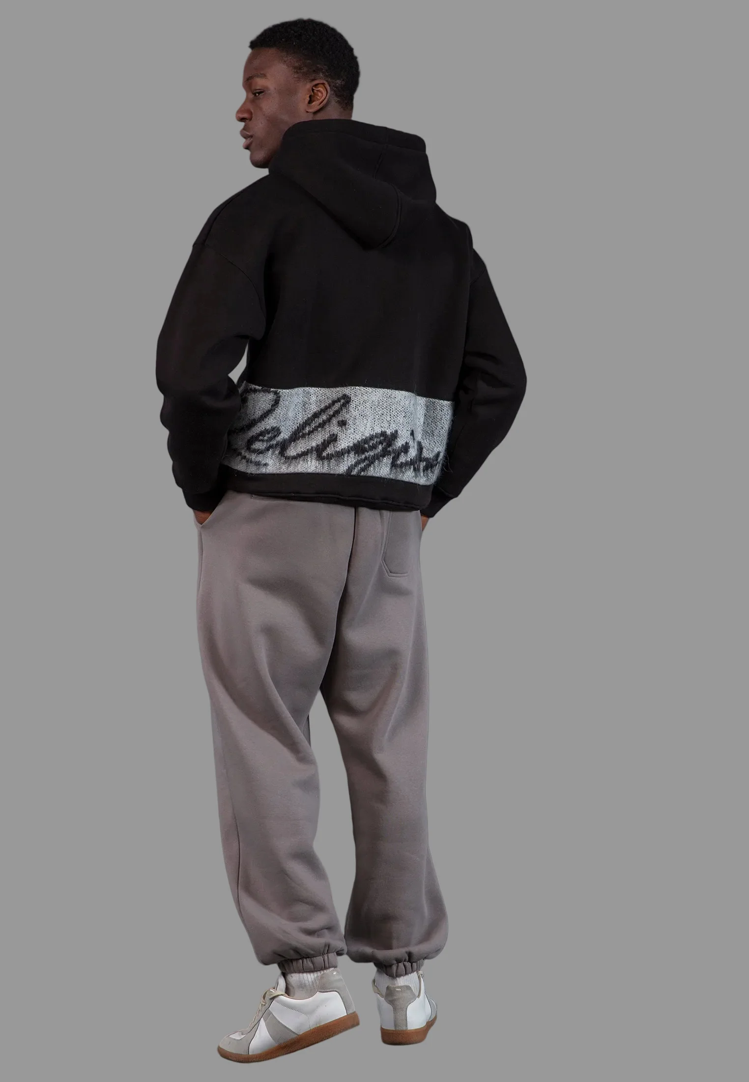 KNITTED RELIGION HOODIE BLACK - Image 5