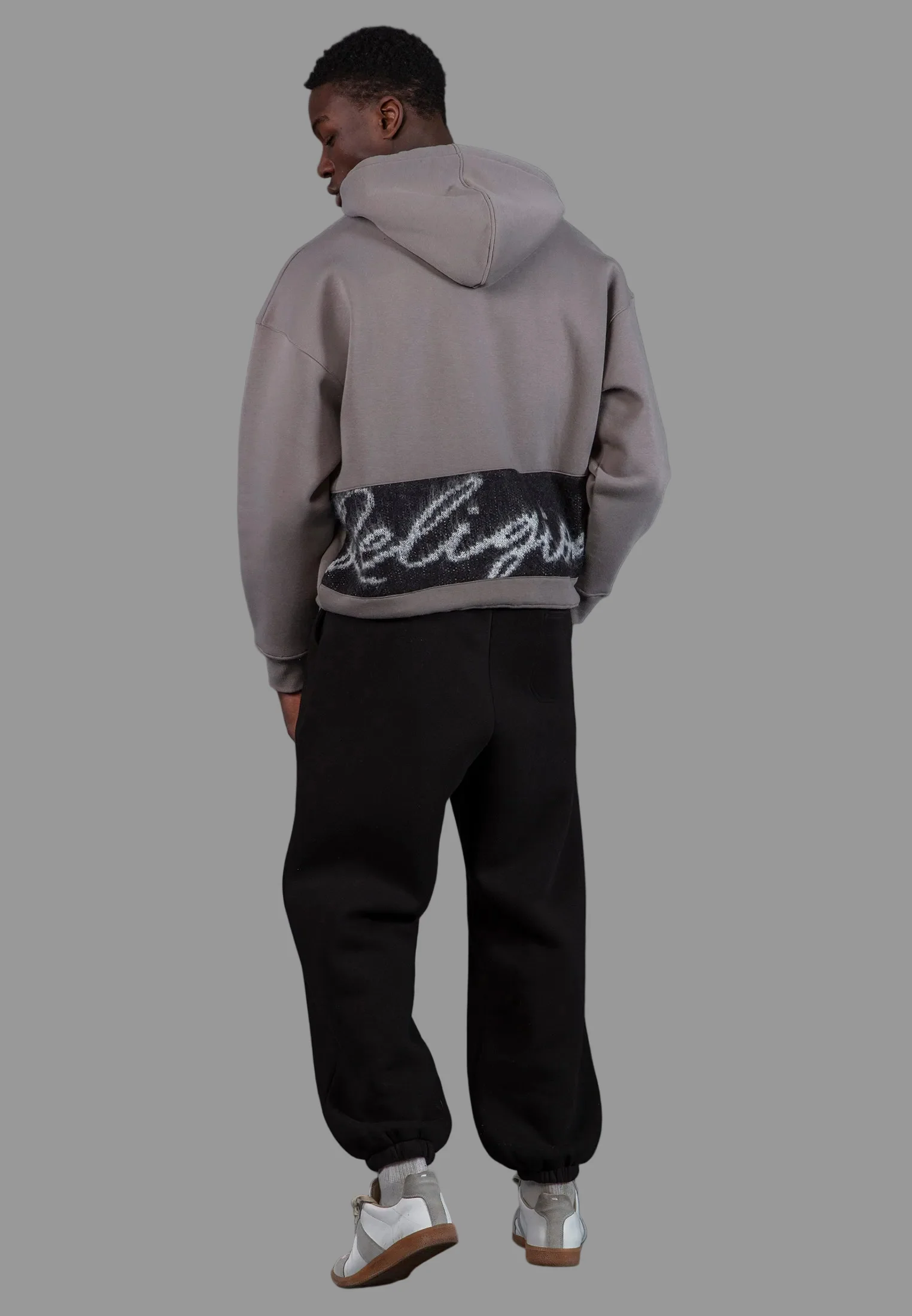 KNITTED RELIGION HOODIE CEMENT GREY - Image 4