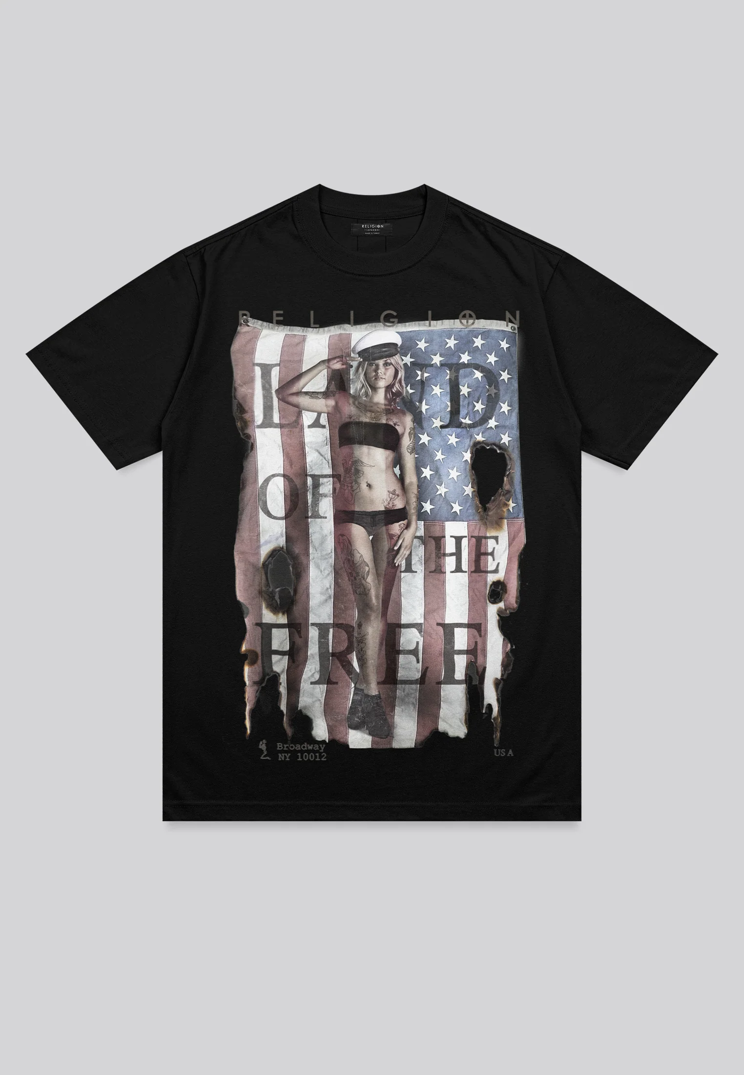 LAND OF THE FREE WASHED BLACK T-SHIRT - Image 2