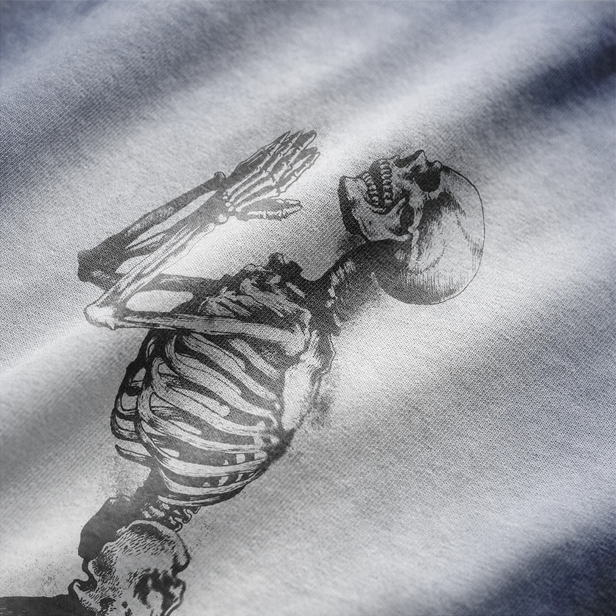 PRAYING SKELETON T-SHIRT BLUE - Image 3