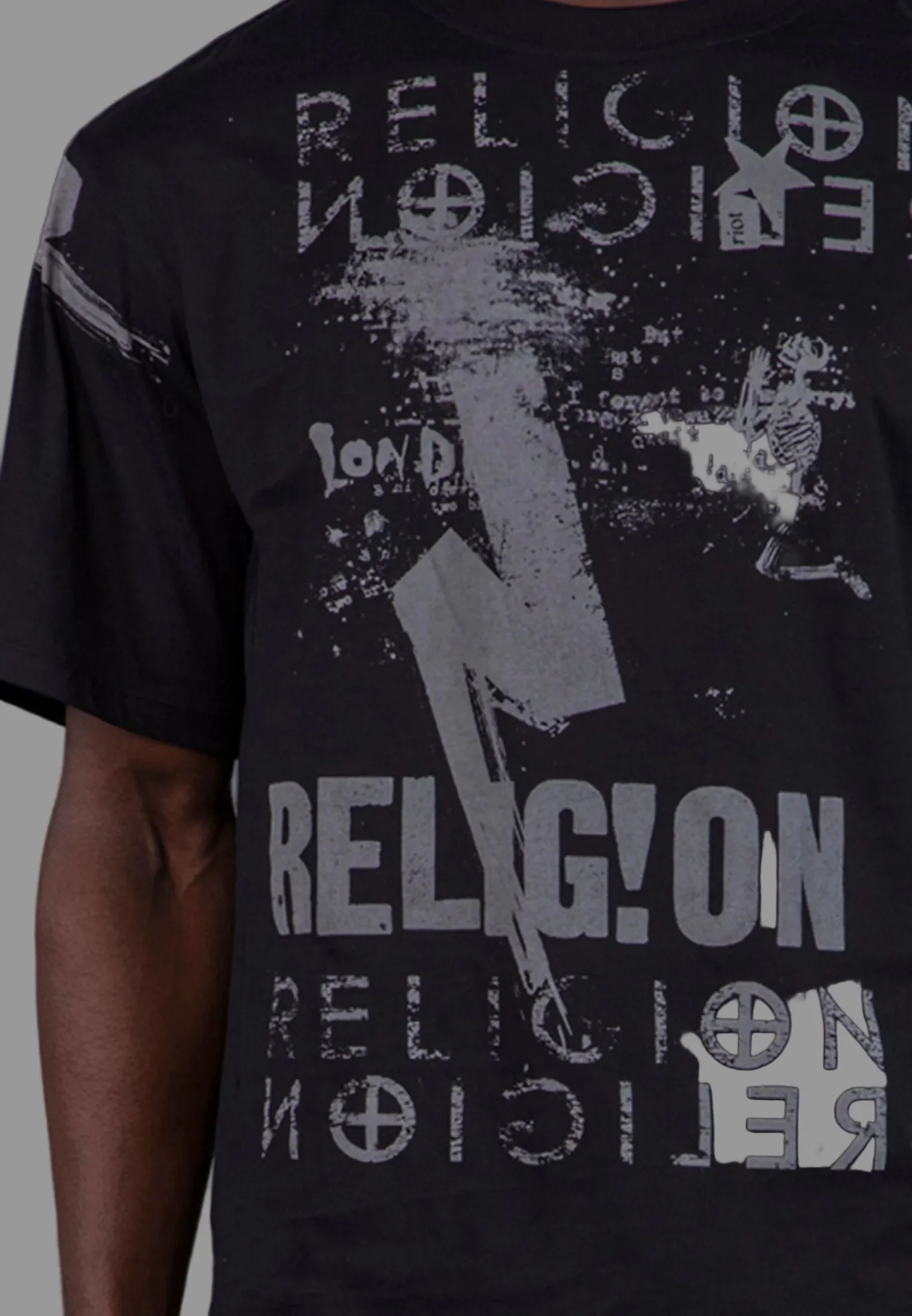 MONTAGE COLOUR T-SHIRT BLACK - Image 2
