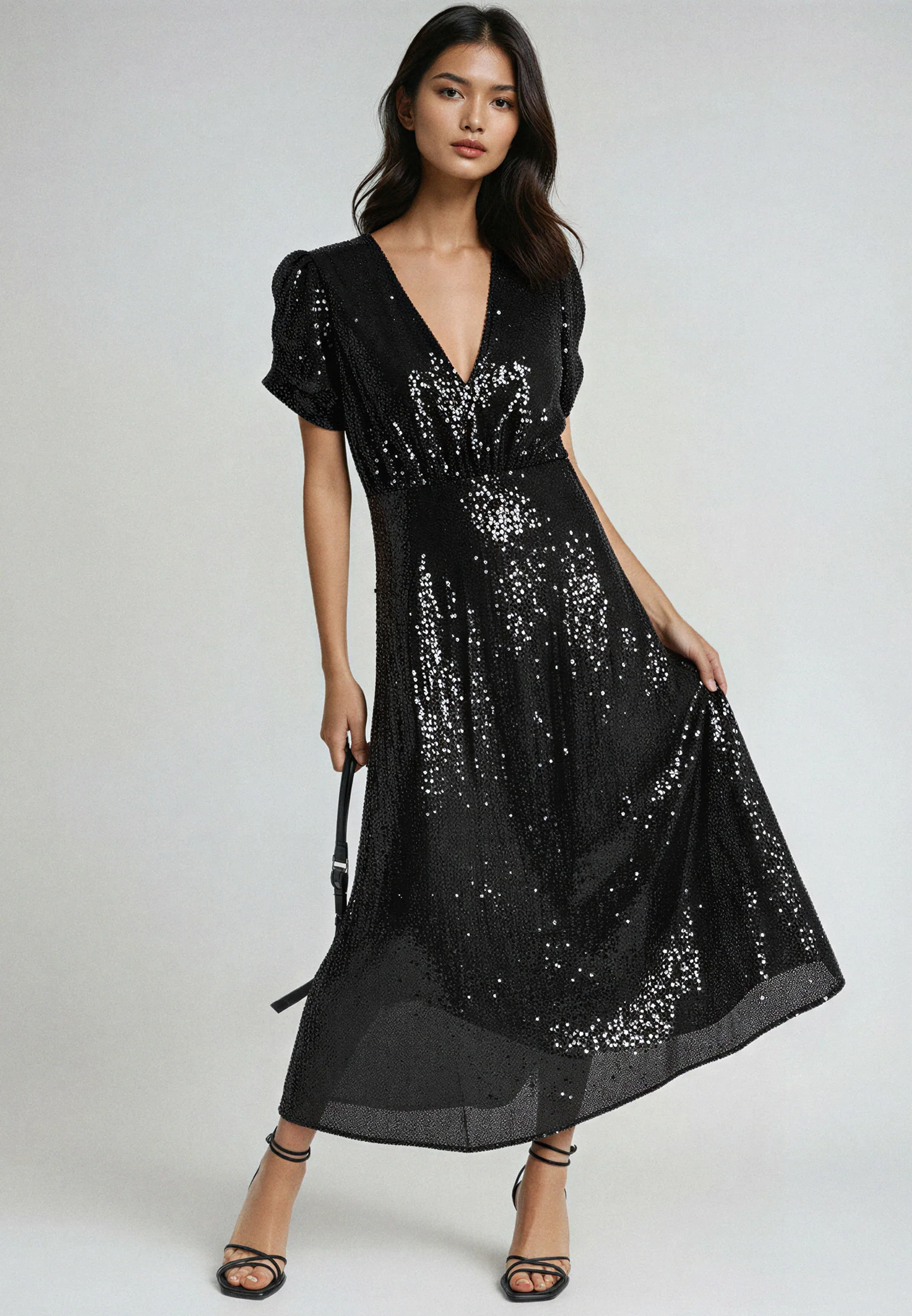 NAOMI DRESS BLACK SEQUIN - Image 2