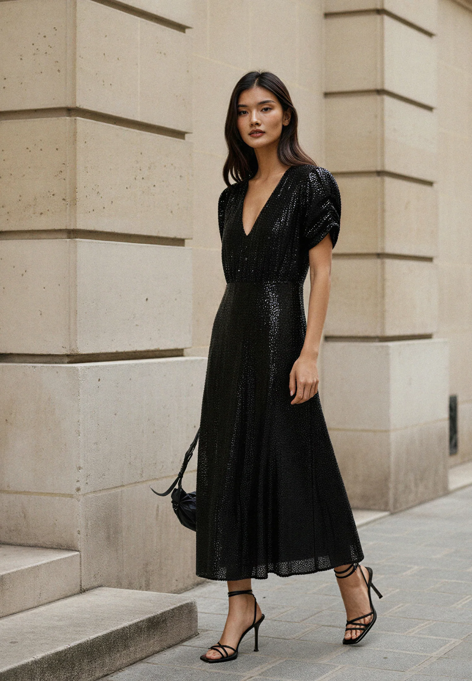 NAOMI DRESS BLACK SEQUIN - Image 6