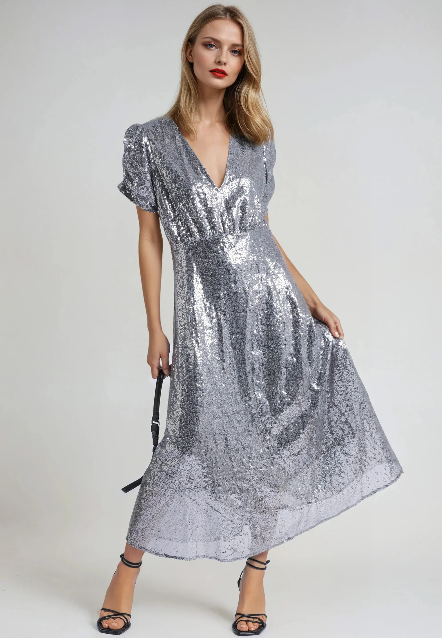 NAOMI DRESS SILVER SEQUIN - Image 2