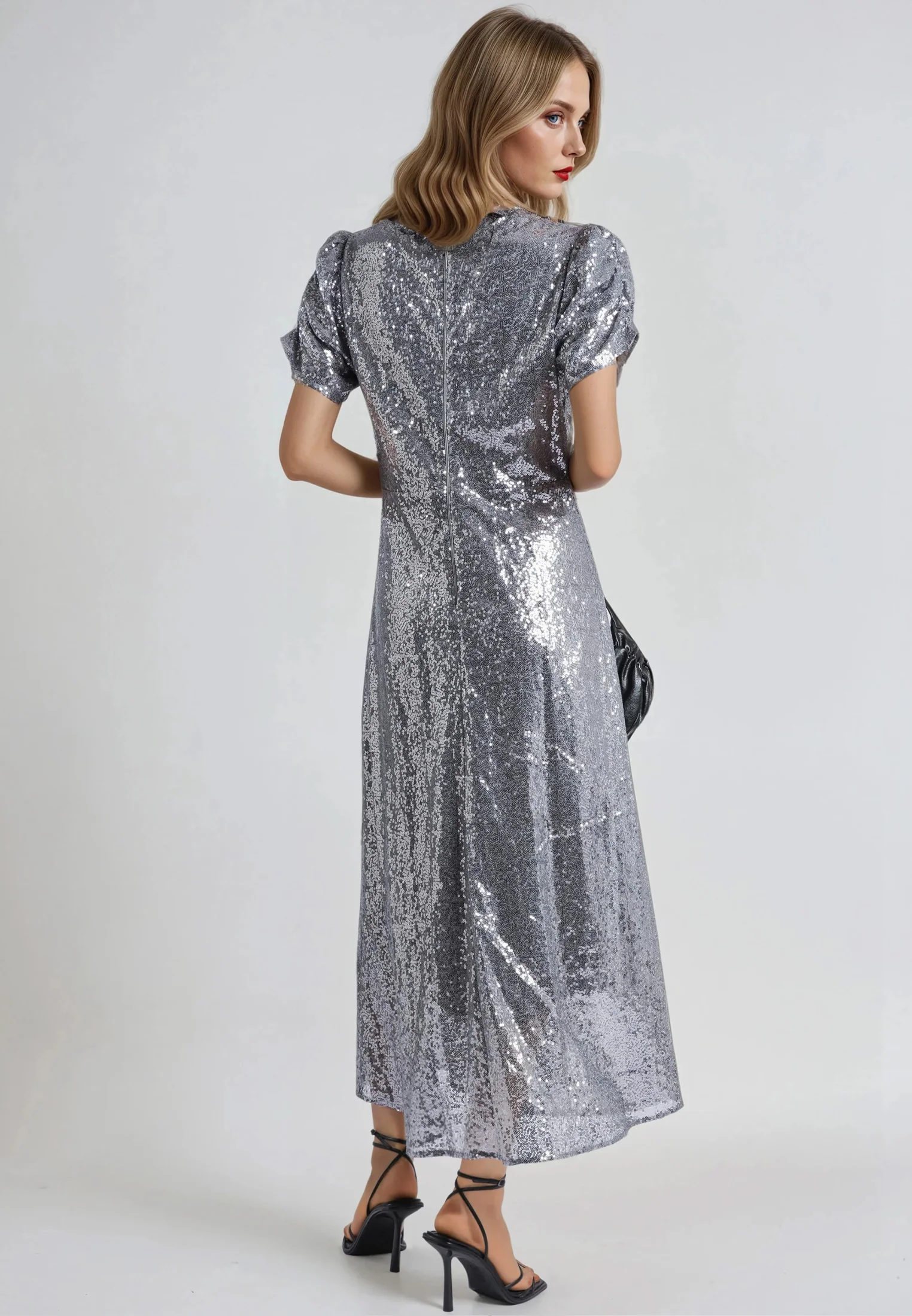 NAOMI DRESS SILVER SEQUIN - Image 3