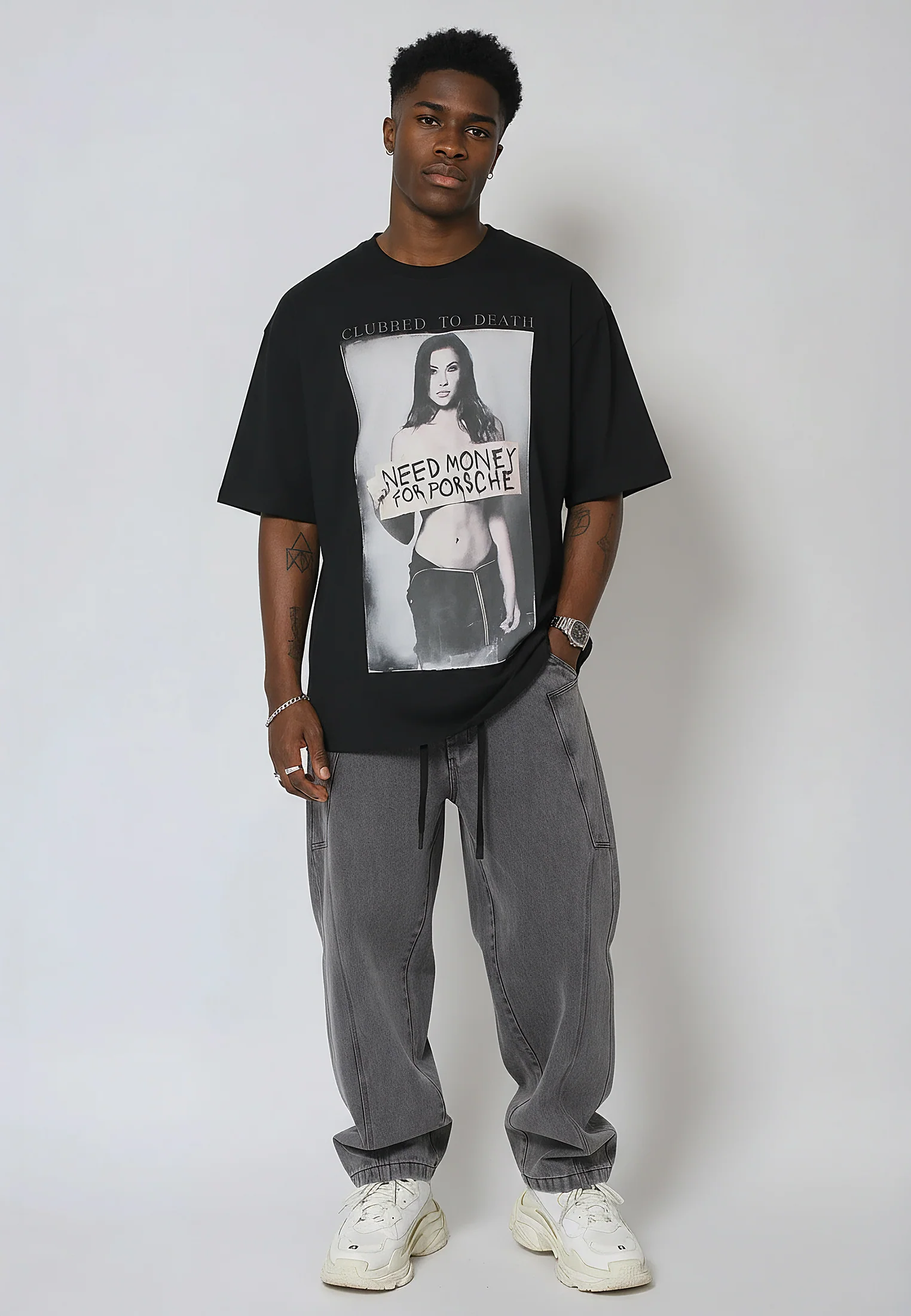 NEED MONEY OVERSIZED T-SHIRT JET BLACK - Image 2