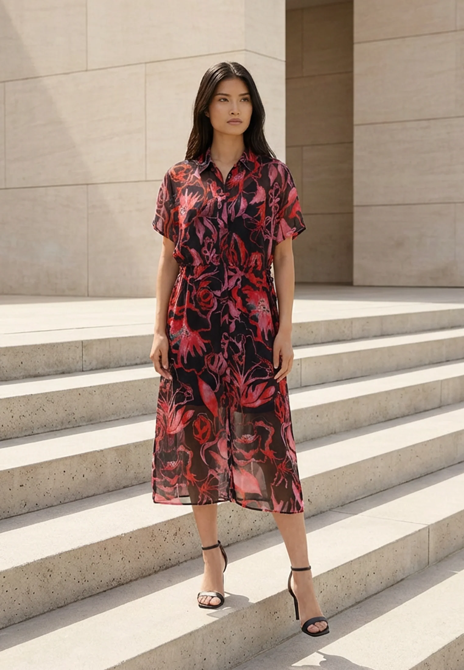 NOBLE SHIRTDRESS RISE POPPY RED - Image 2
