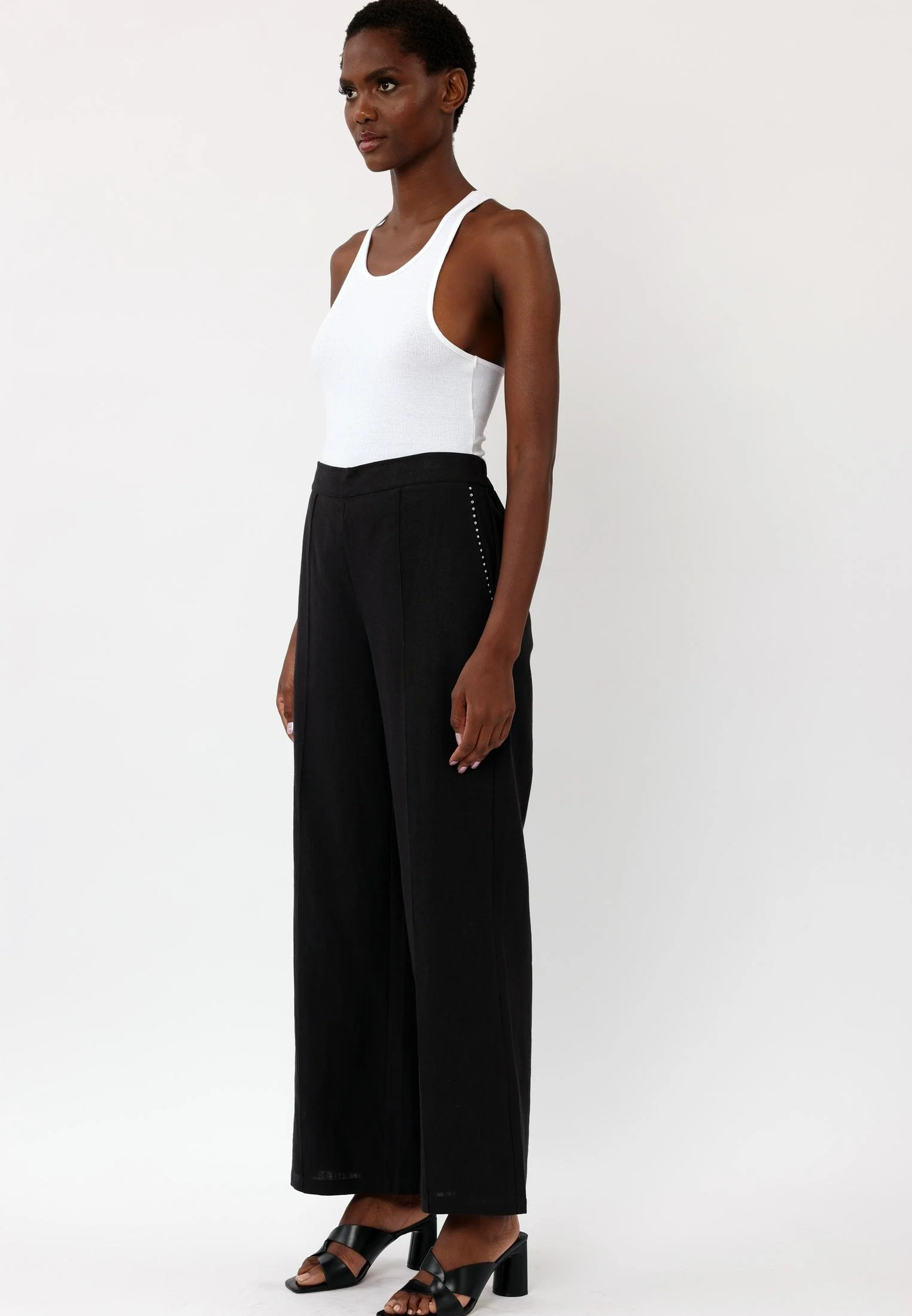 OUTLINE BLACK WIDE LEG TROUSERS - Image 6