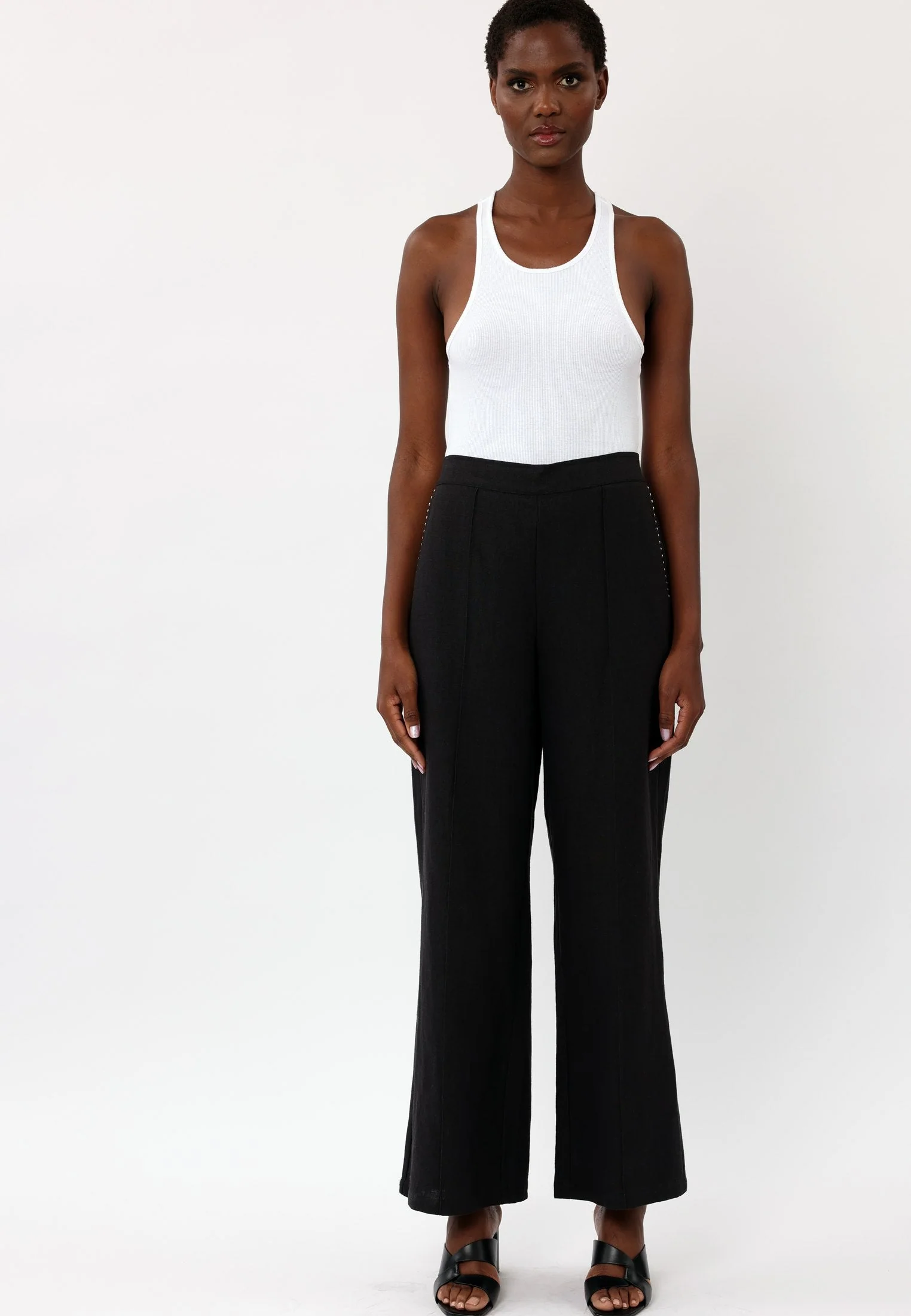 OUTLINE BLACK WIDE LEG TROUSERS - Image 7