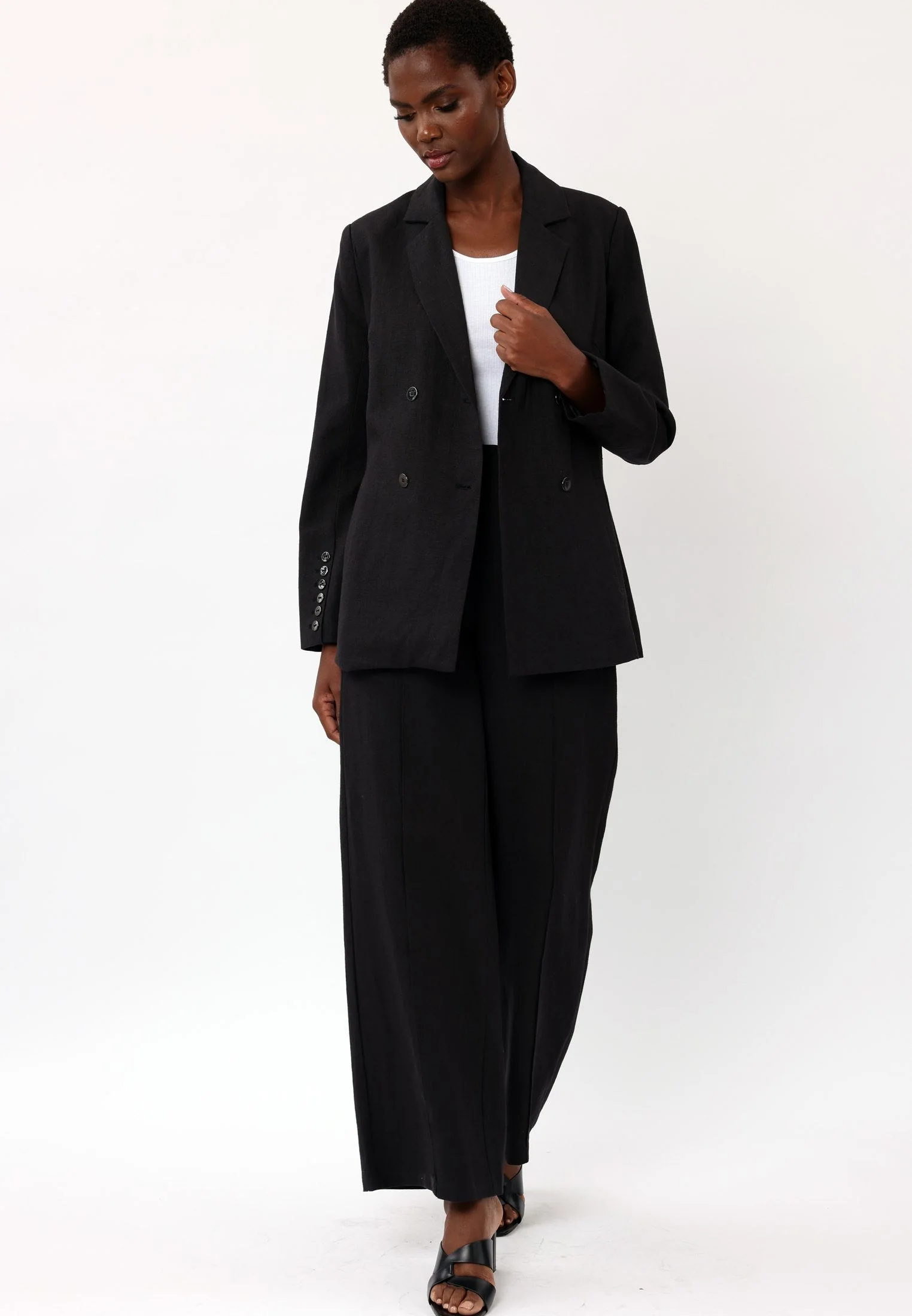 OUTLINE BLACK WIDE LEG TROUSERS - Image 8