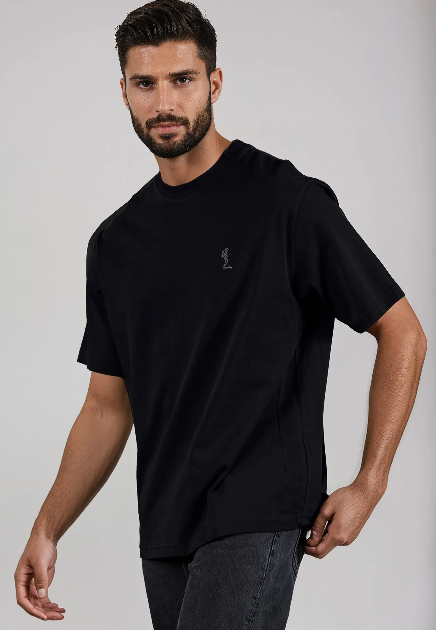 OVERSIZED HEAVY BLOCK T-SHIRT JET BLACK - Image 3