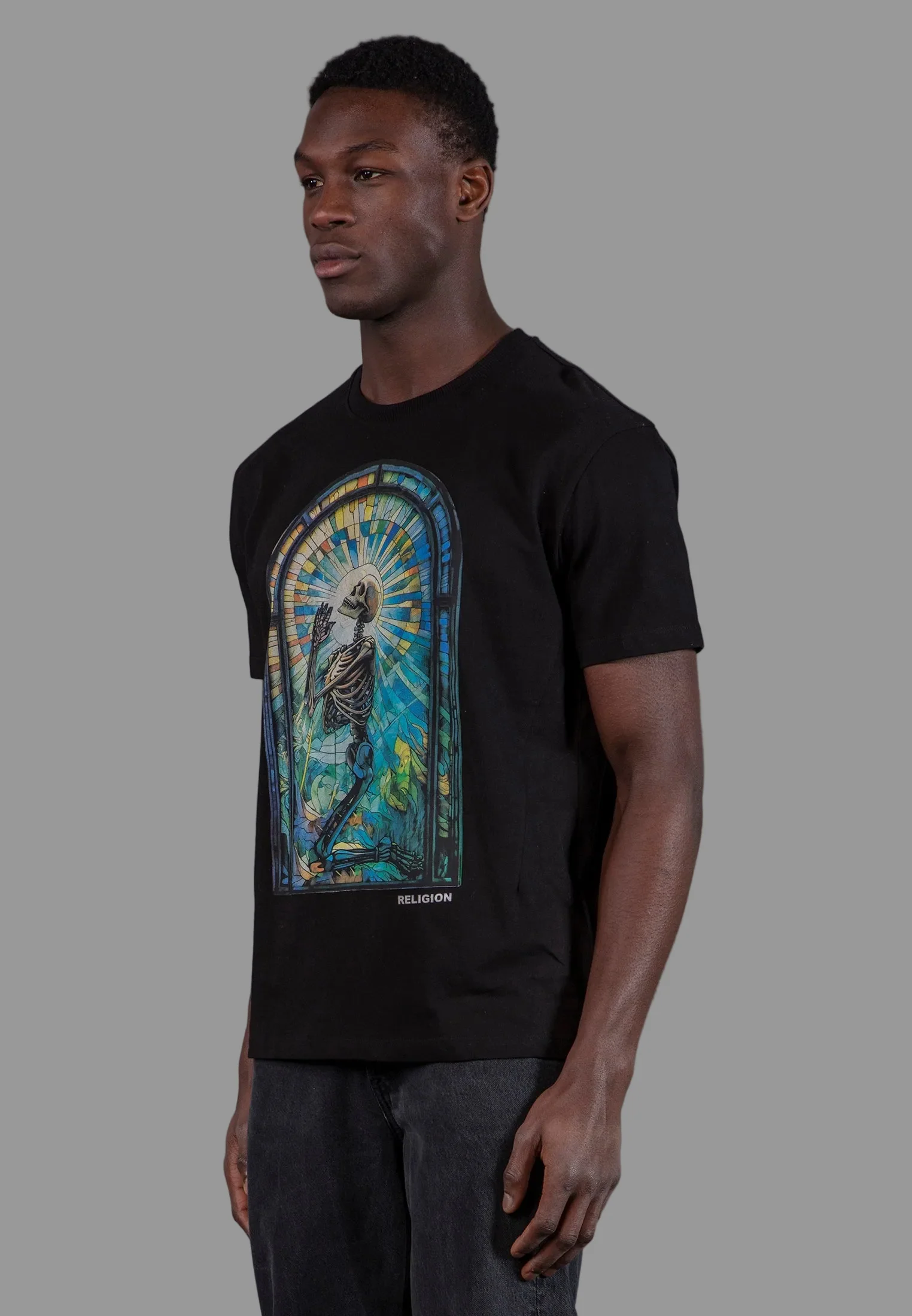 PRAYING PSYCHEDELIC T-SHIRT BLACK - Image 4