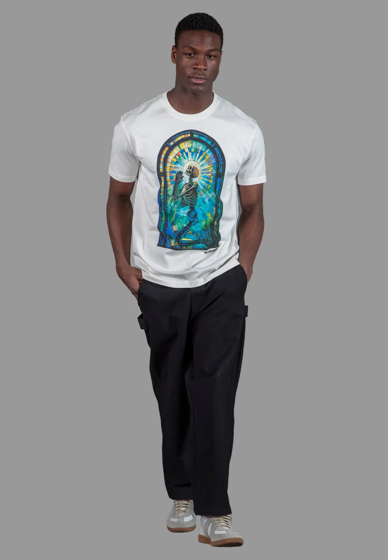 PRAYING PSYCHEDELIC T-SHIRT WHITE - Image 4