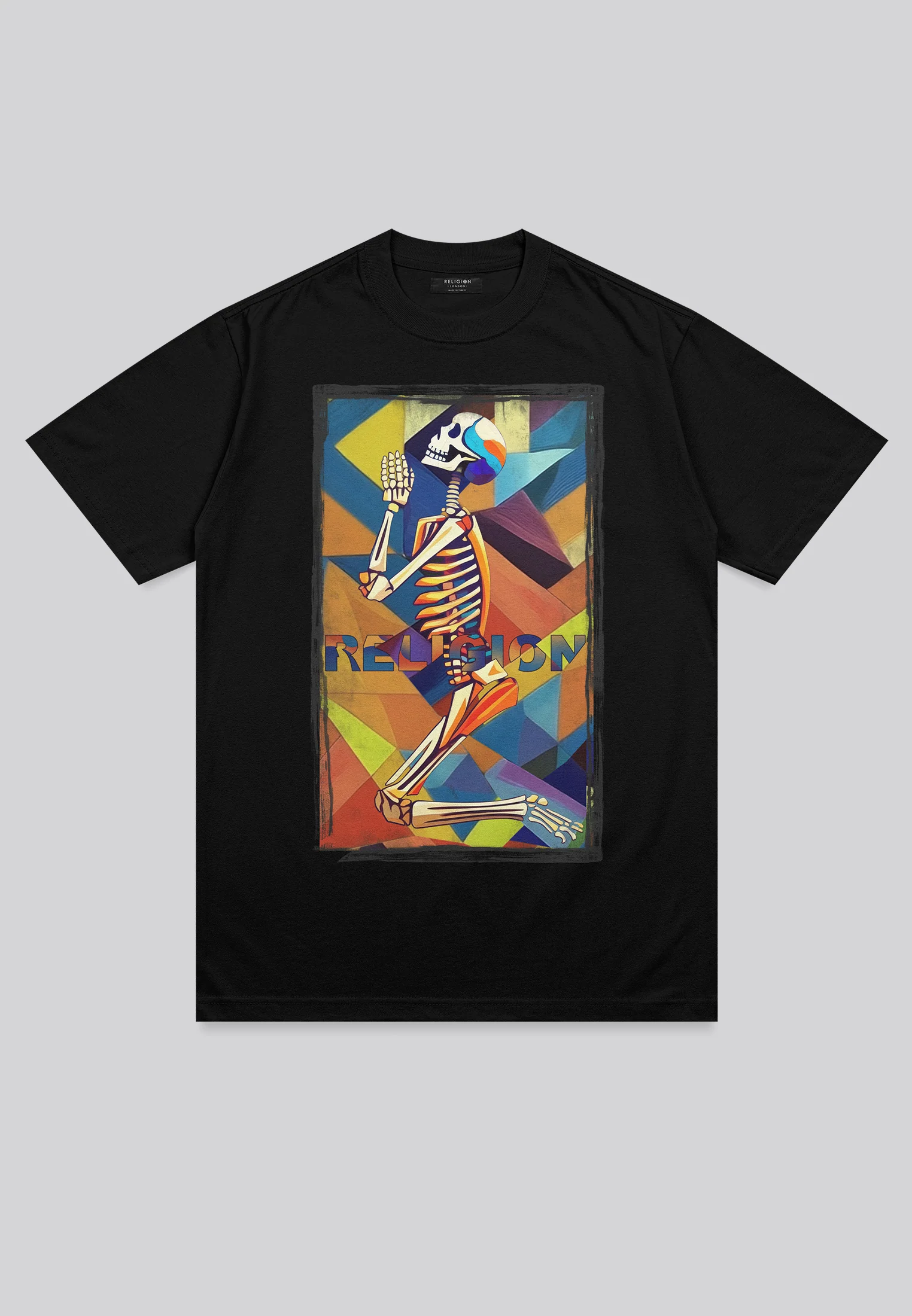 PRAYING SKELETON CUBISM T-SHIRT BLACK - Image 6