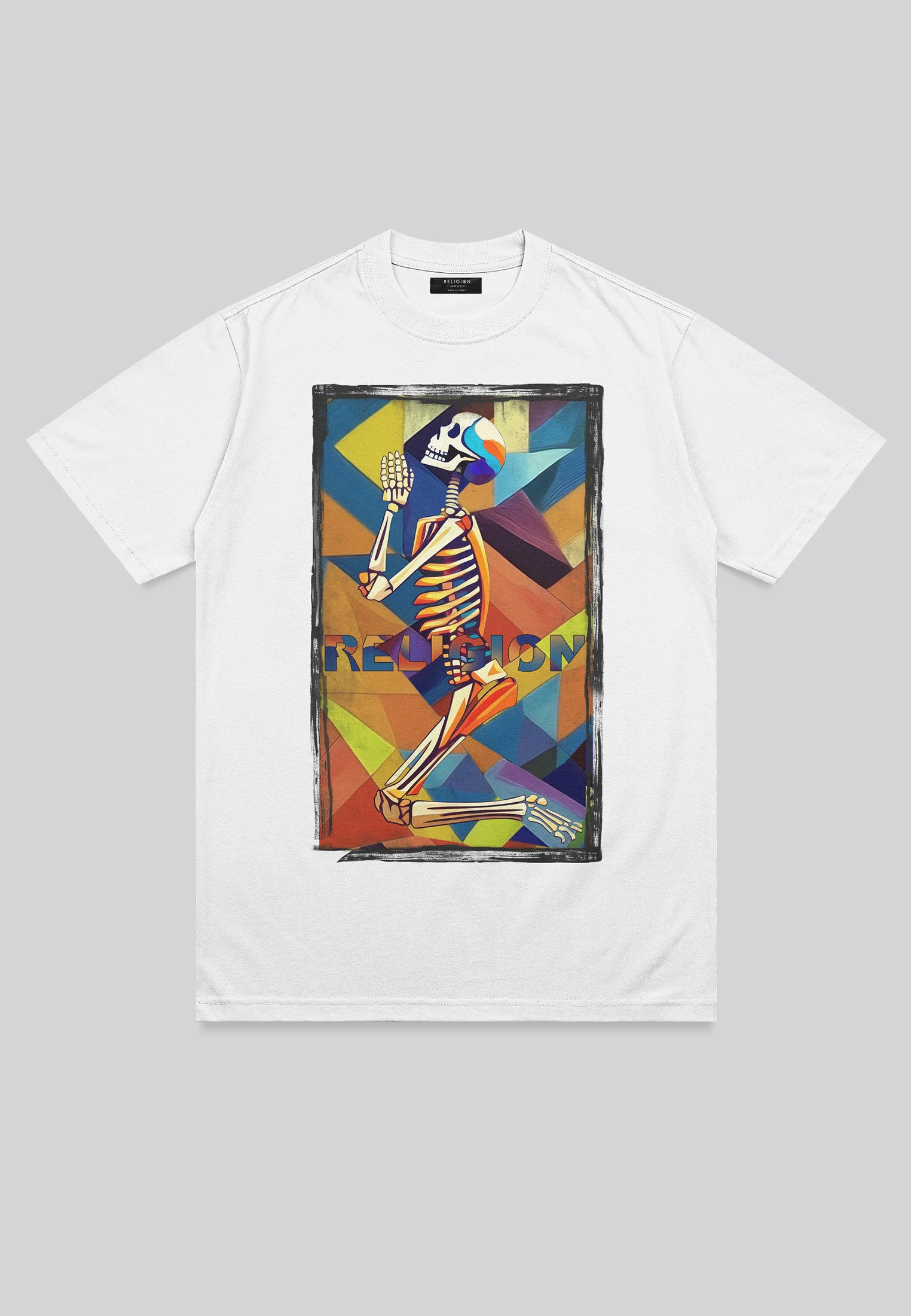 PRAYING SKELETON CUBISM T-SHIRT WHITE - Image 6