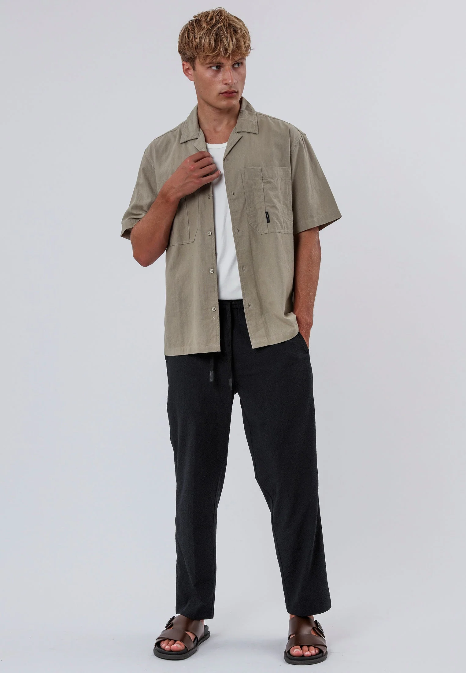 CORPS LINEN BLEND SHIRT LIGHT KHAKI - Image 5