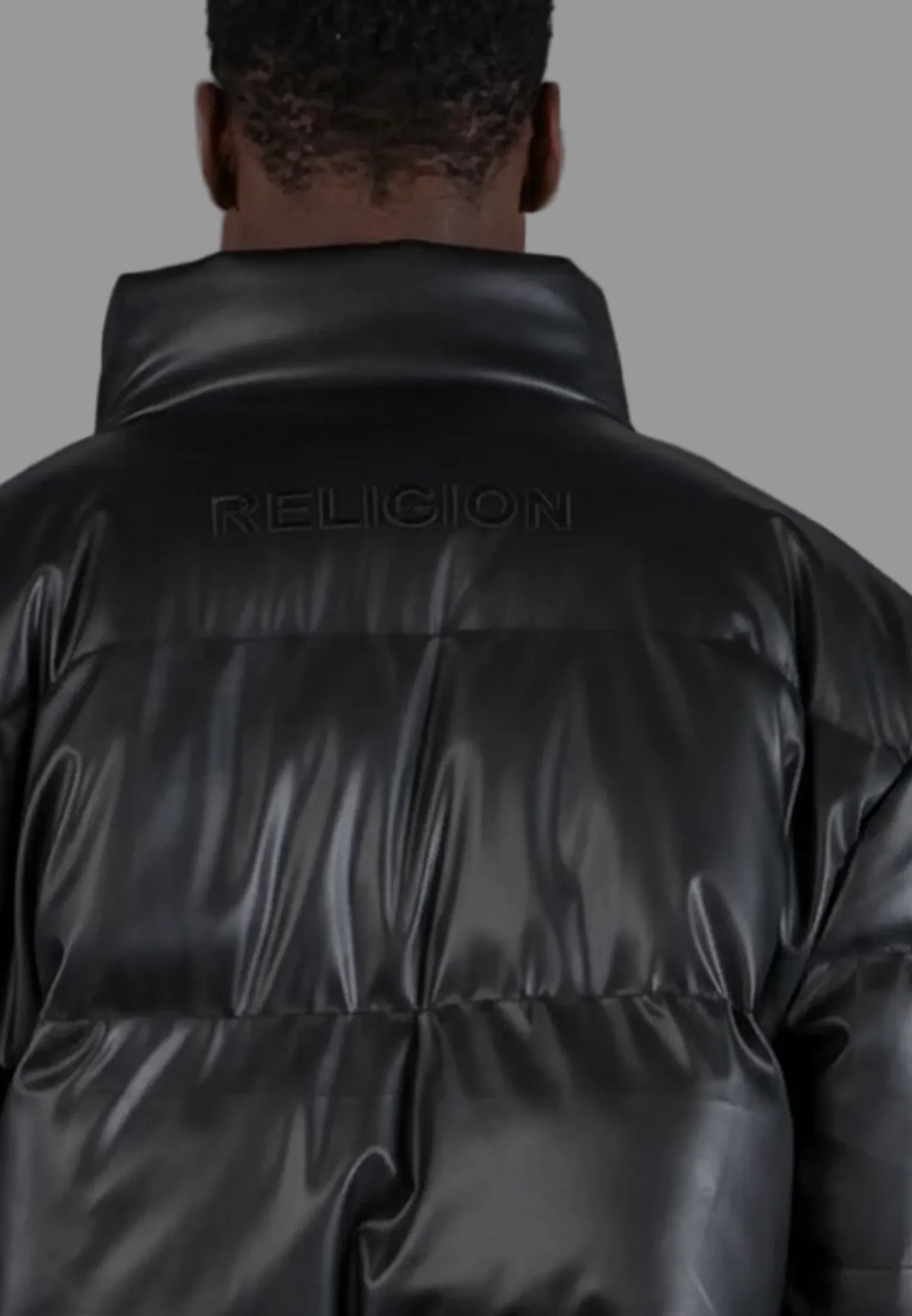 PU PUFFER JACKET BLACK - Image 6