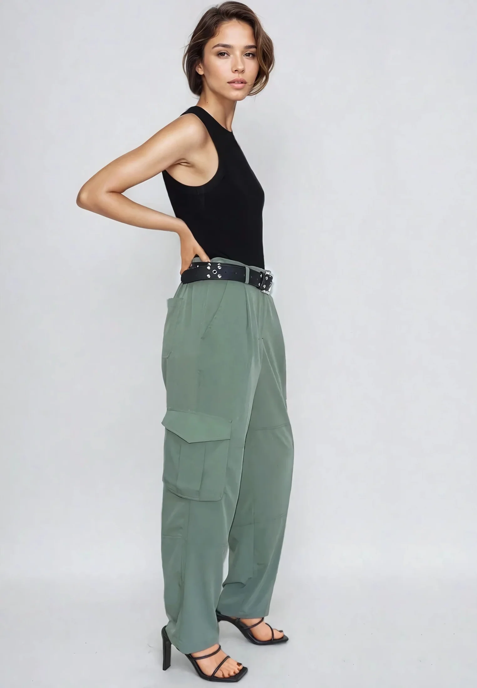 RAY KHAKI CARGO TROUSERS - Image 2