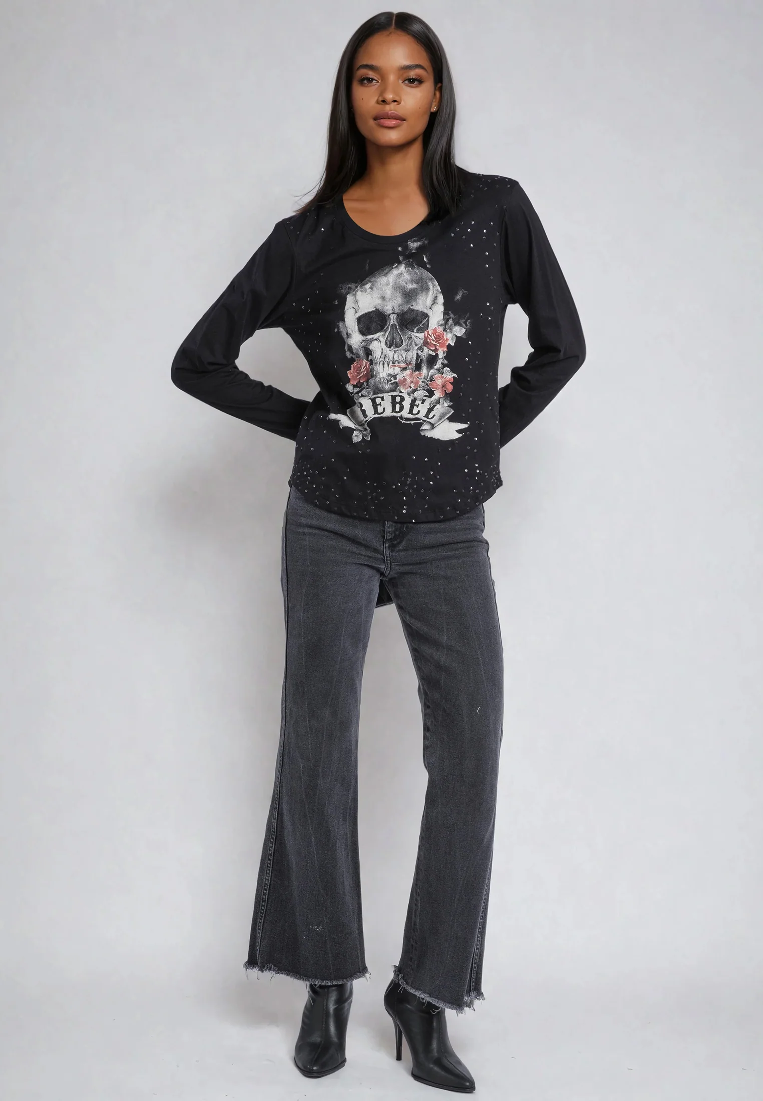 REBEL SKULL T-SHIRT BLACK - Image 4