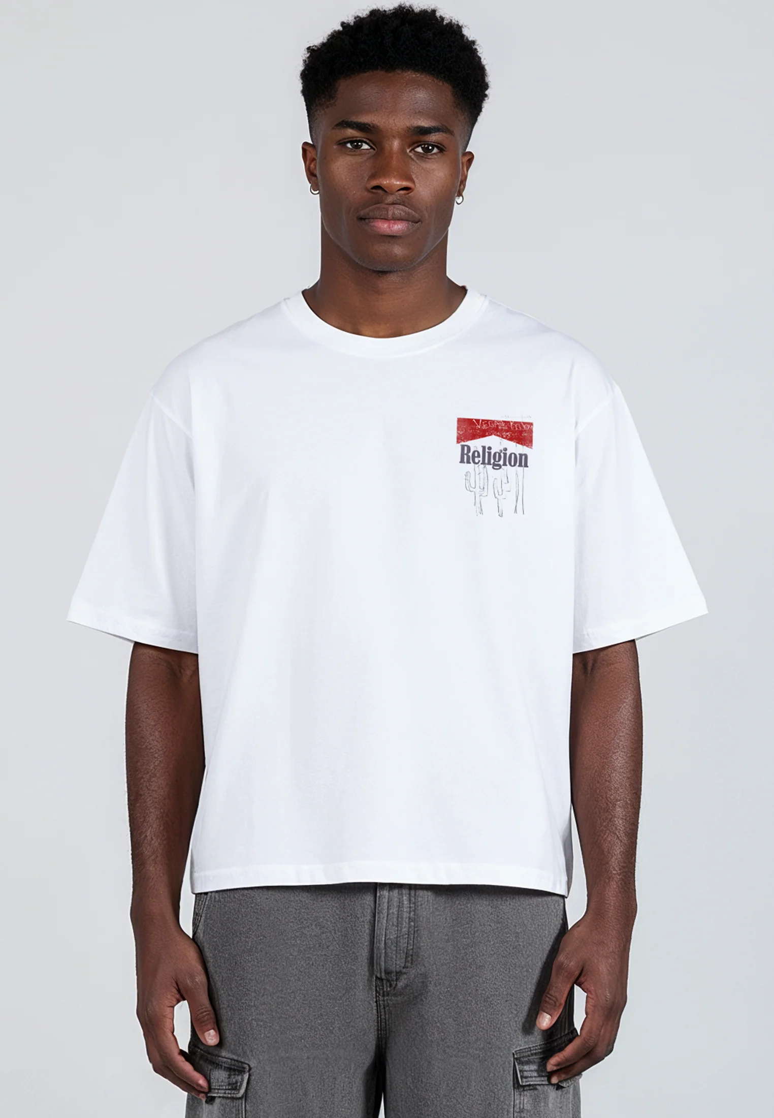 RED TAB CROP T-SHIRT WHITE - Image 3