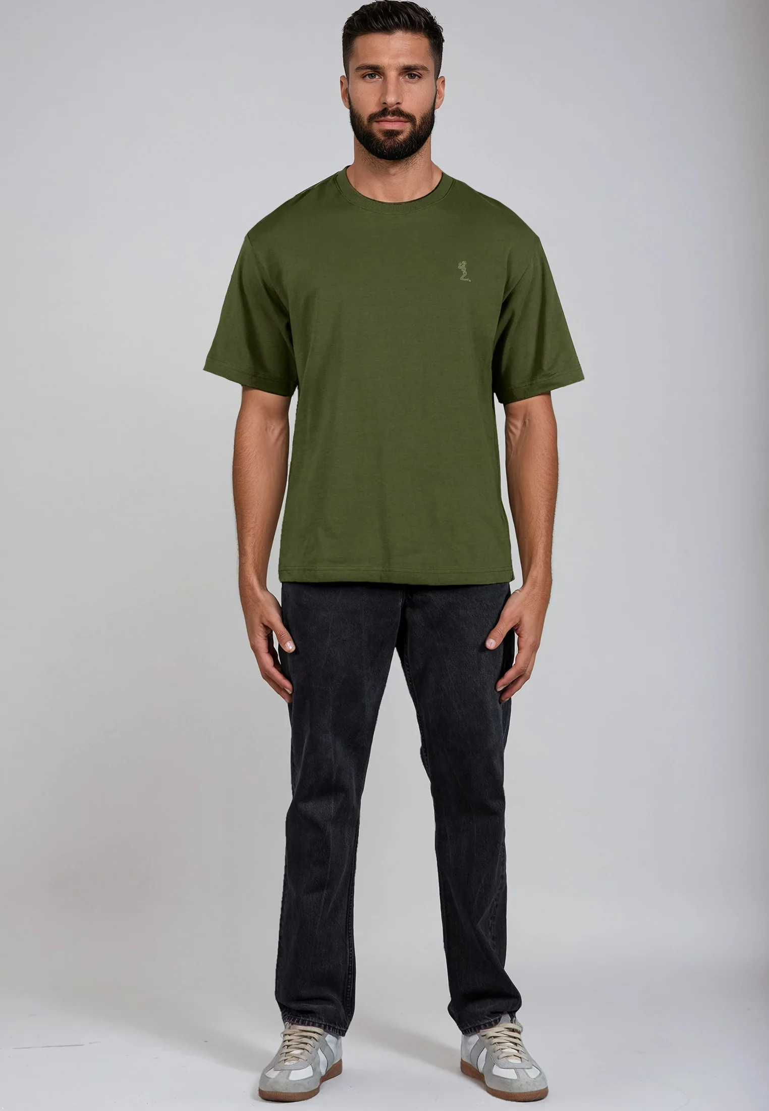 OVERSIZED HEAVY BLOCK T-SHIRT ARMY GREEN - Image 4