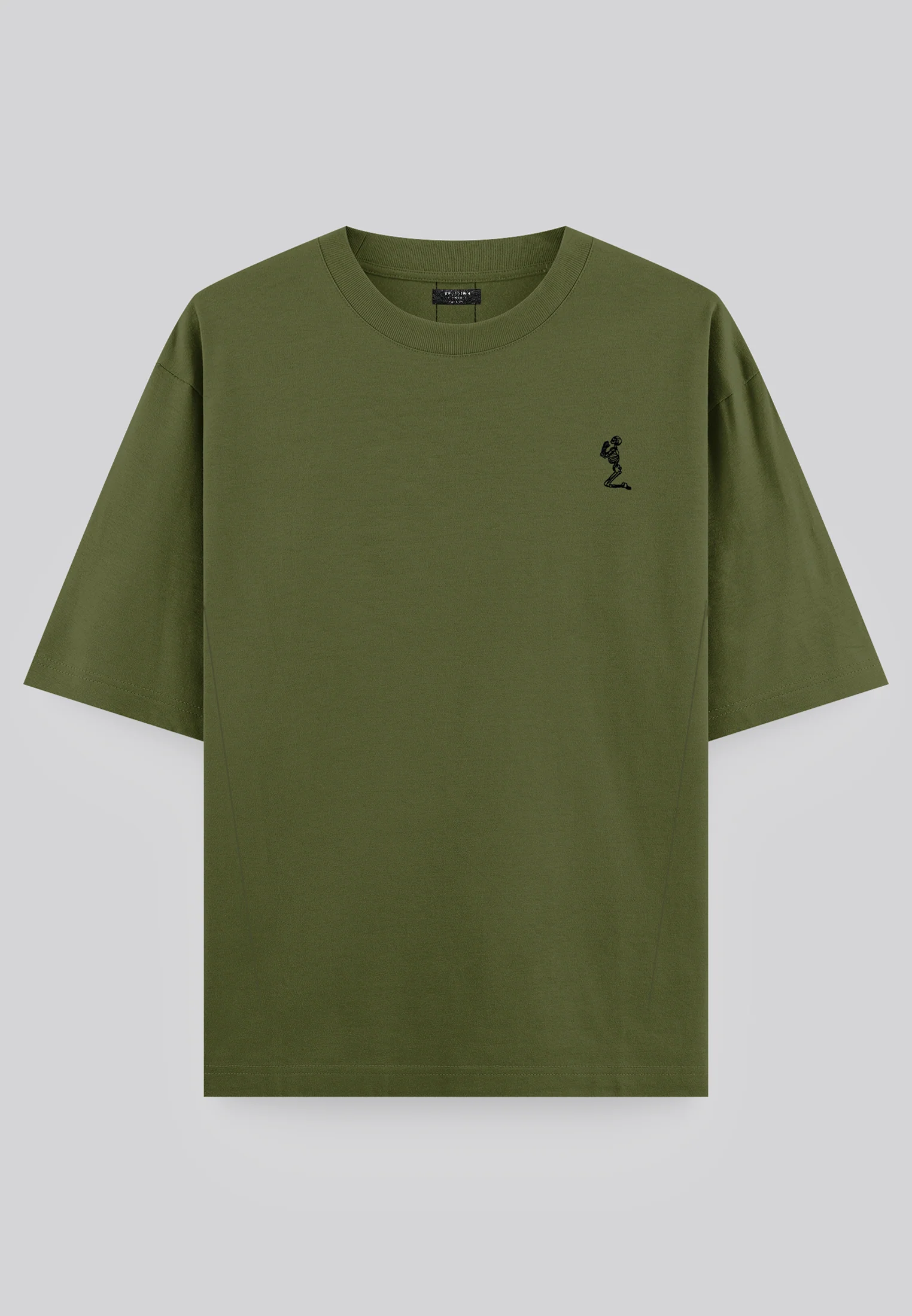 OVERSIZED HEAVY BLOCK T-SHIRT ARMY GREEN - Image 5