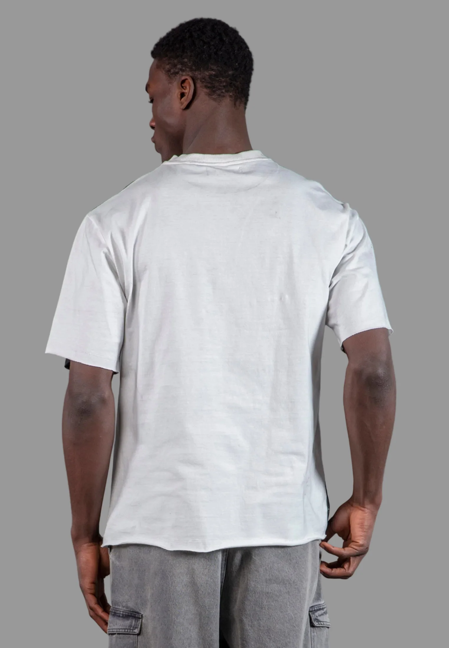 BLOCK PRINT T-SHIRT WASHED BLACK & OFF WHITE - Image 3