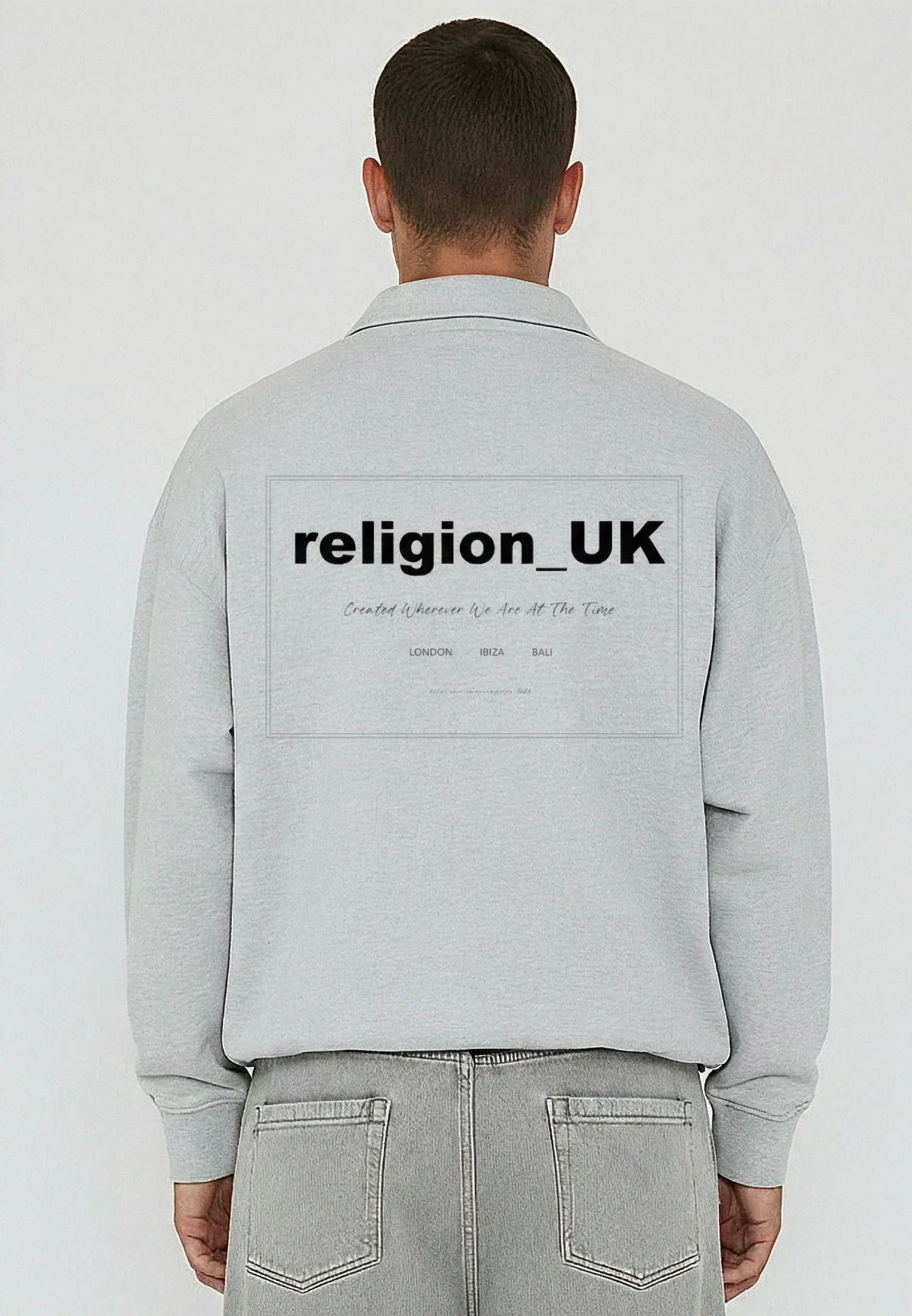 RELIGION UK CROPPED ZIP SWEATSHIRT GREY MARL - Image 2