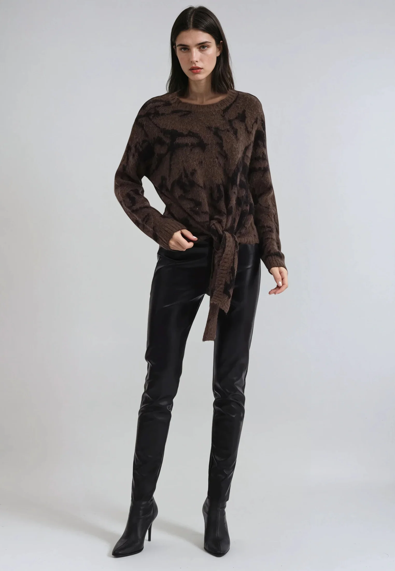 REVERSE TIE SASH JUMPER KHAKI & BLACK - Image 5