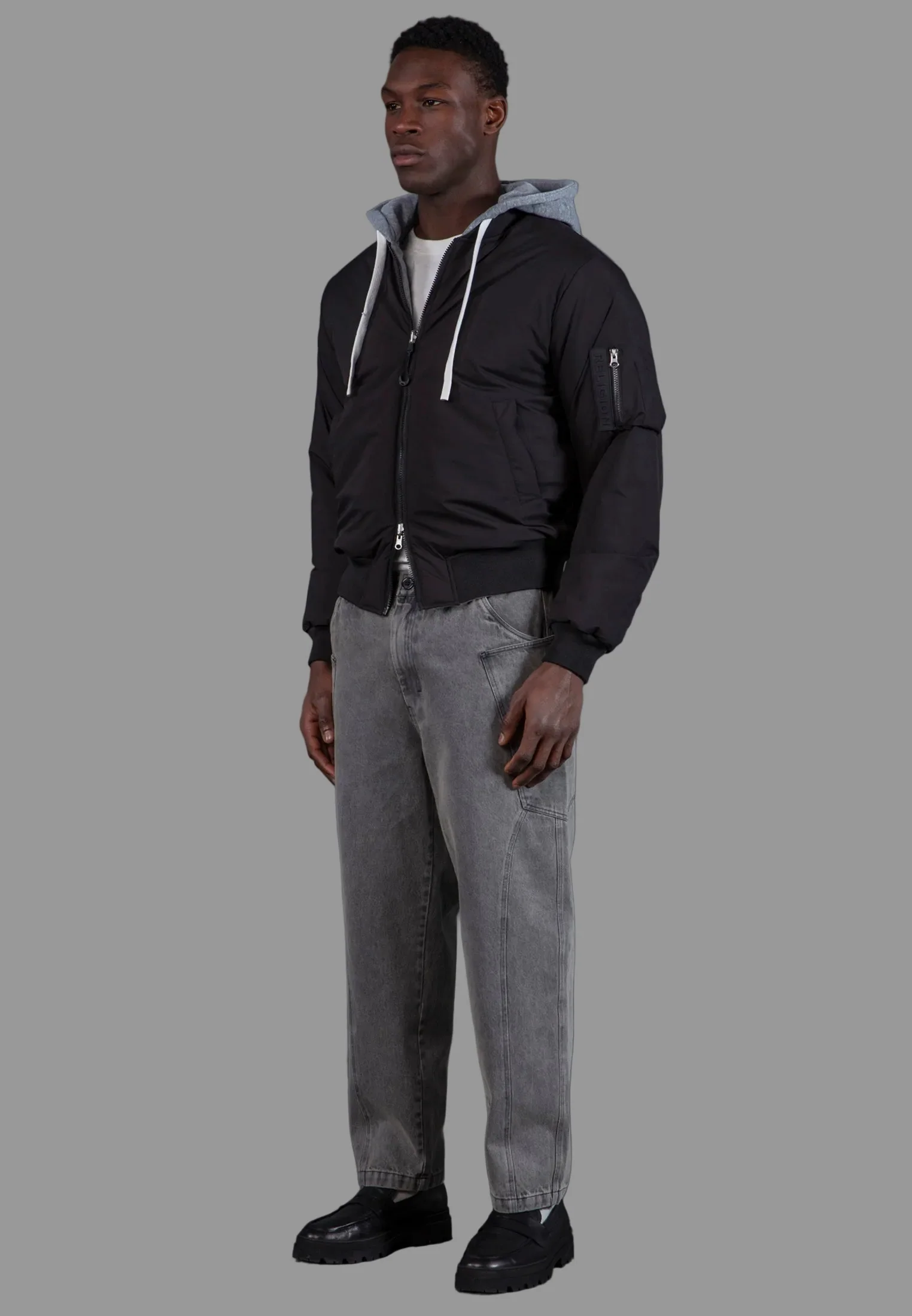 REVERSIBLE HOODED BOMBER BLACK - Image 9