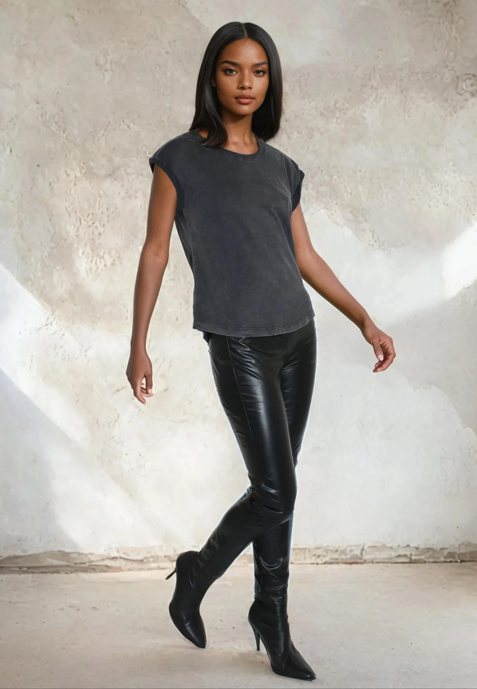 ROLLED CAP SLEEVE VINTAGE BLACK
