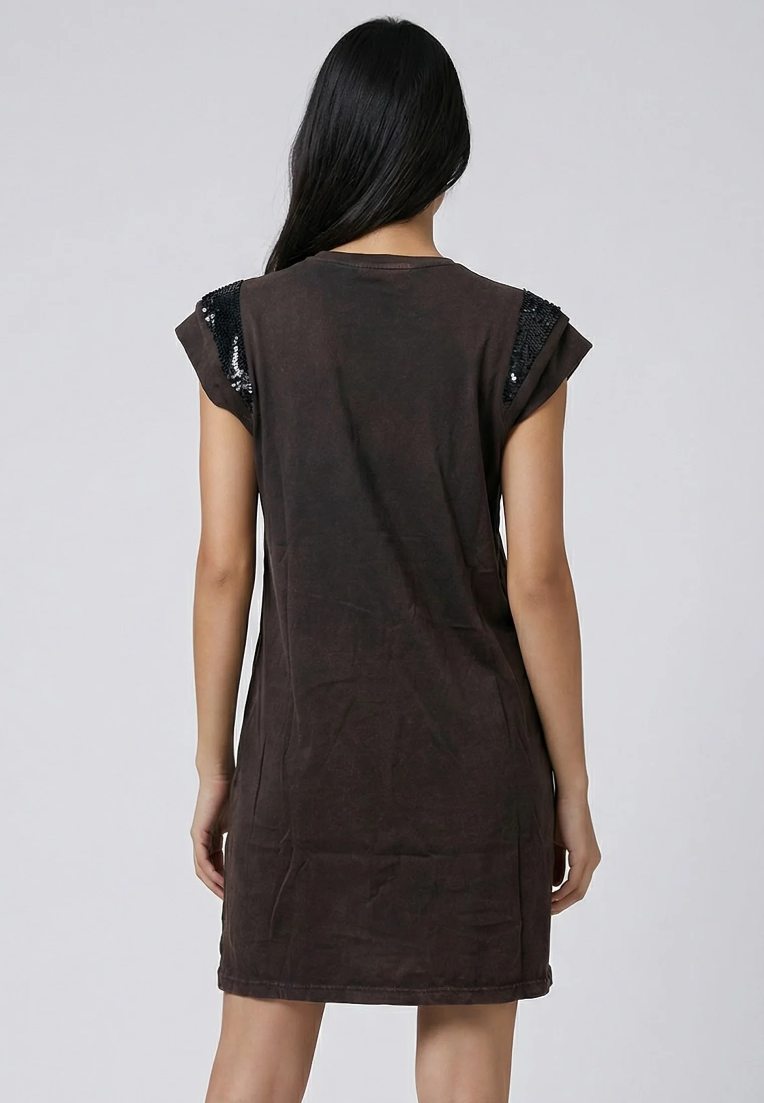 SEQUIN DRESS CHOCOLATE RUST - Image 4