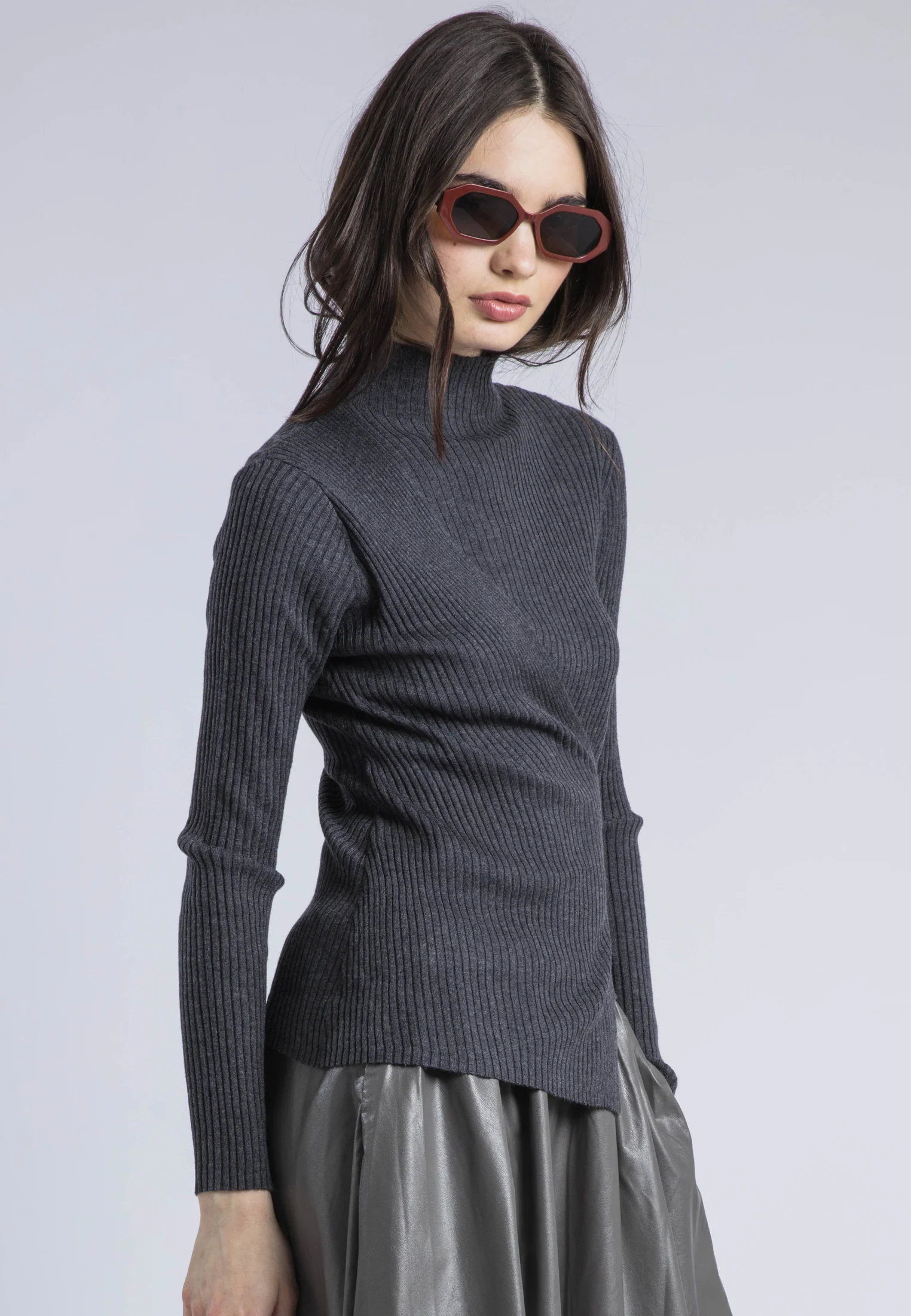 SERENA WRAP JUMPER CHARCOAL - Image 3