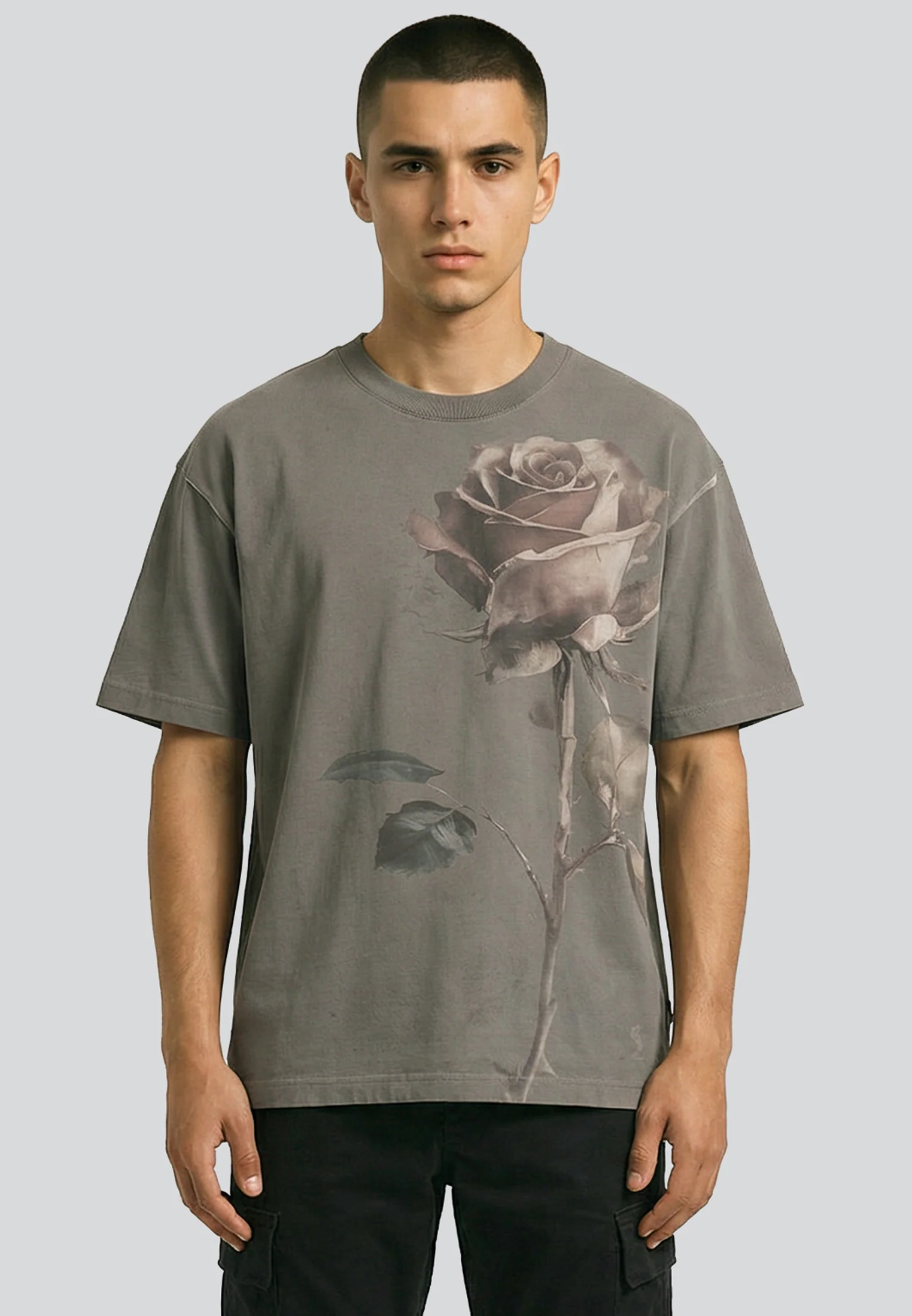 SINGLE ROSE T-SHIRT TAN - Image 3