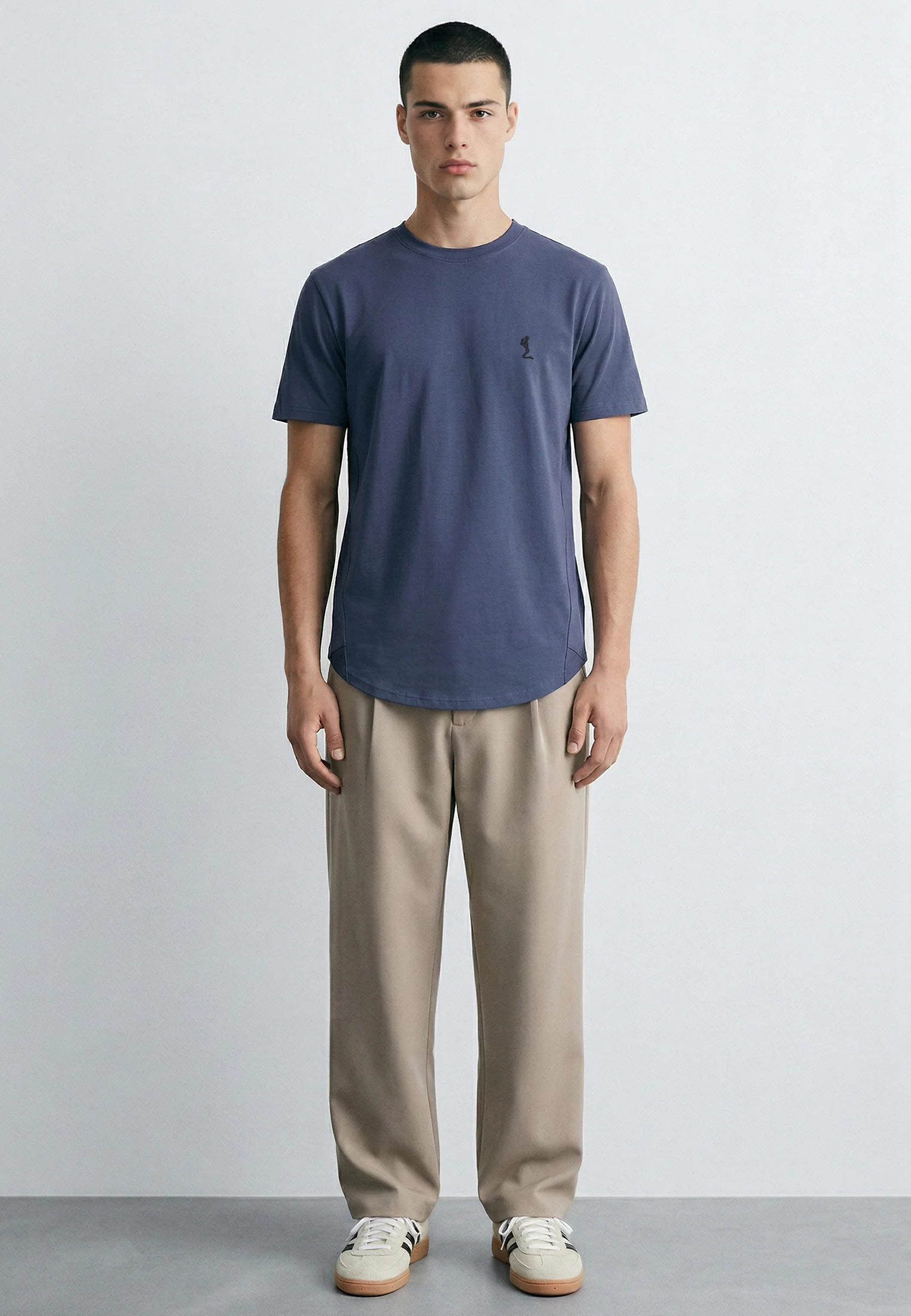 ESSENTIAL CURVED HEM COBALT BLUE T-SHIRT - Image 3