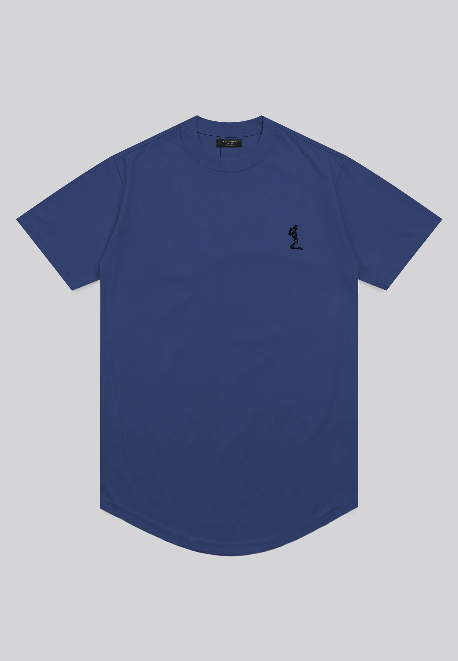ESSENTIAL CURVED HEM COBALT BLUE T-SHIRT - Image 4