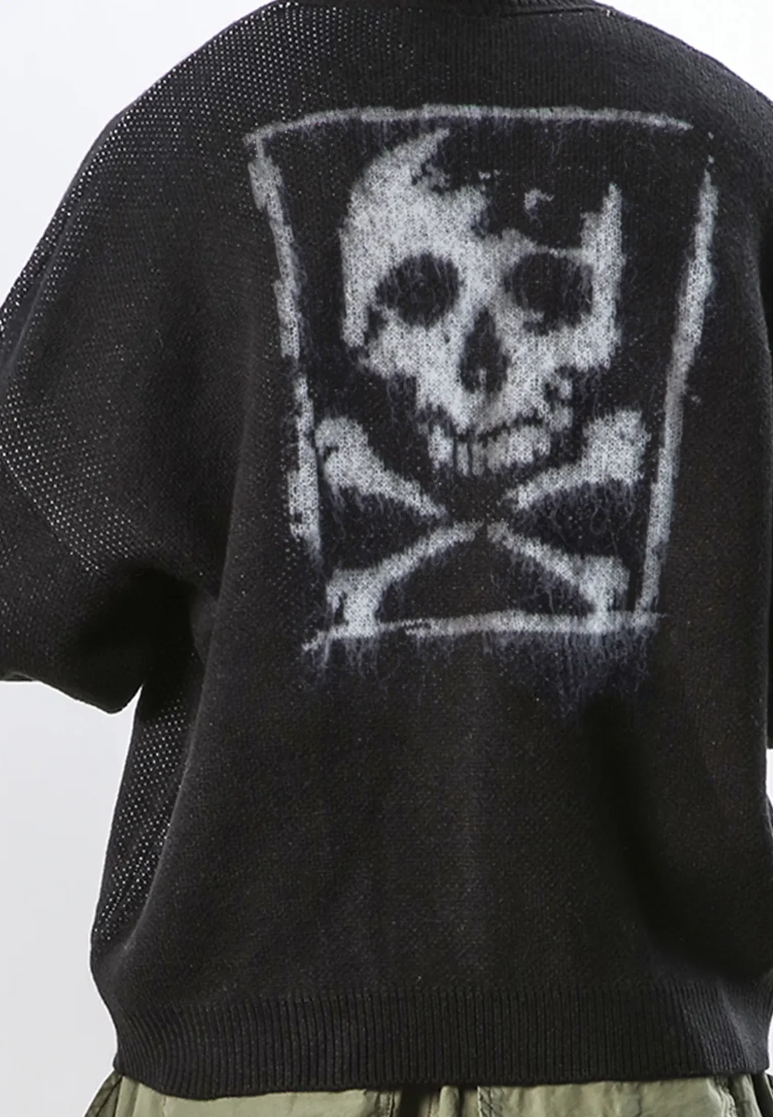 SKULL ANTARSIA KNIT BLACK - Image 3
