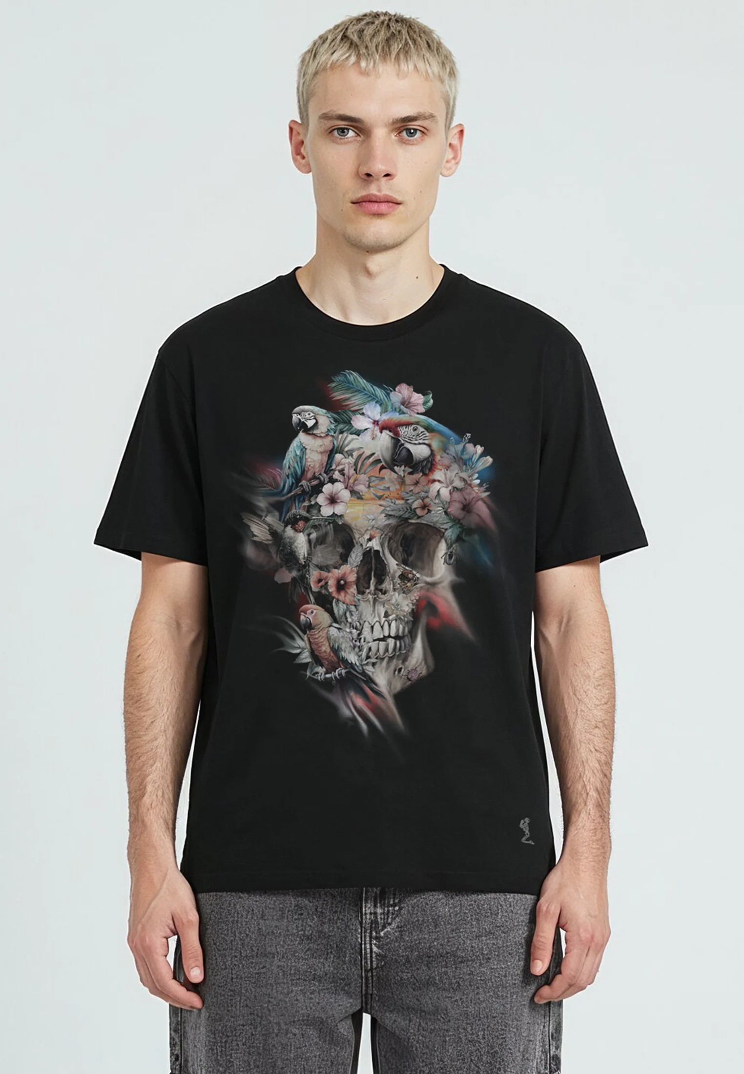 SKULL PARROT T-SHIRT BLACK - Image 2
