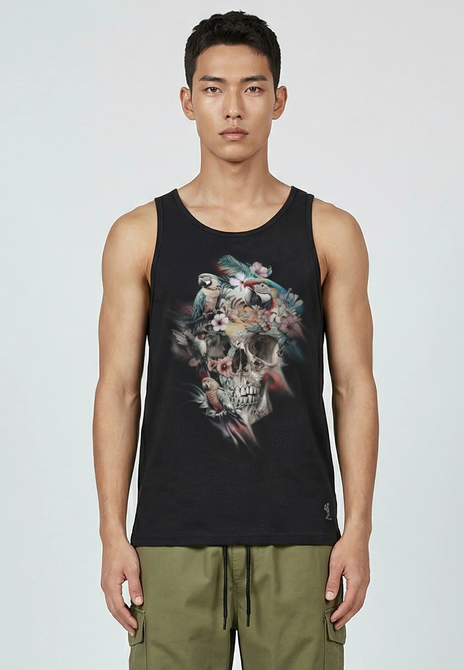 SKULL PARROT VEST BLACK - Image 2